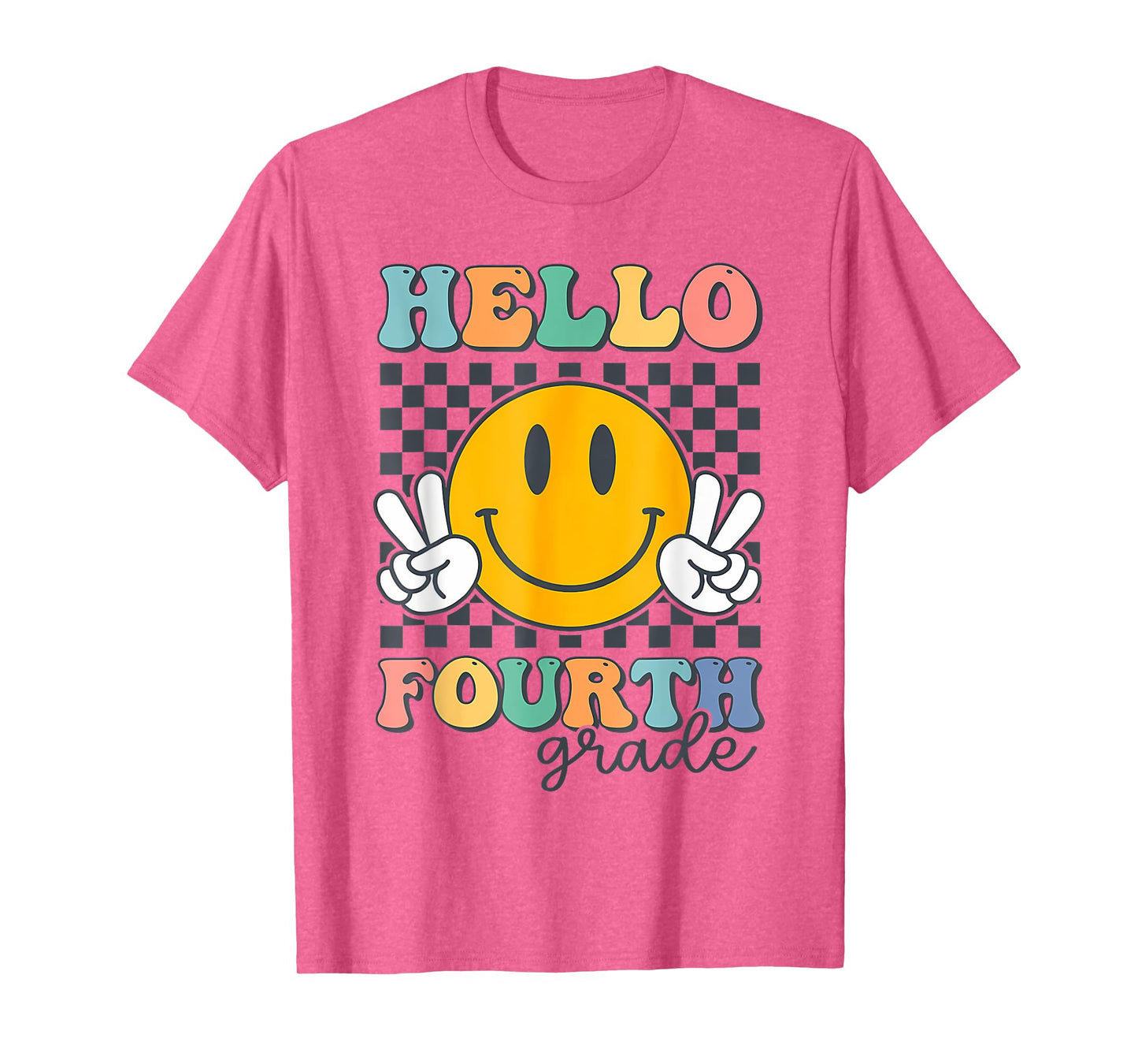 Hello Fourth Grade Retro Smile Team 4th Grade Back to School T-Shirt