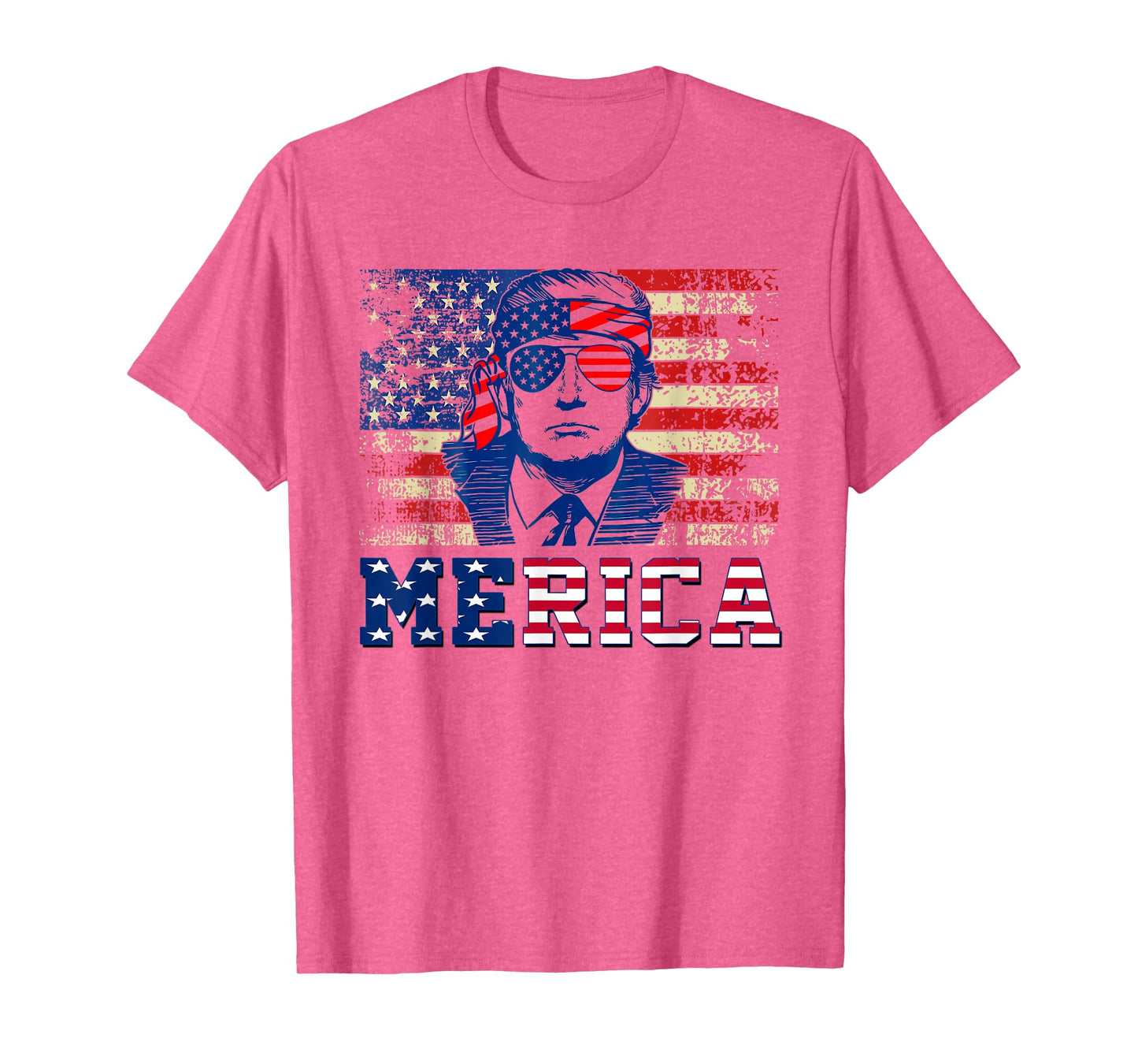 MERICA TRUMP Happy Fourth 4th Of July Trump American Flag T-Shirt for Women Men