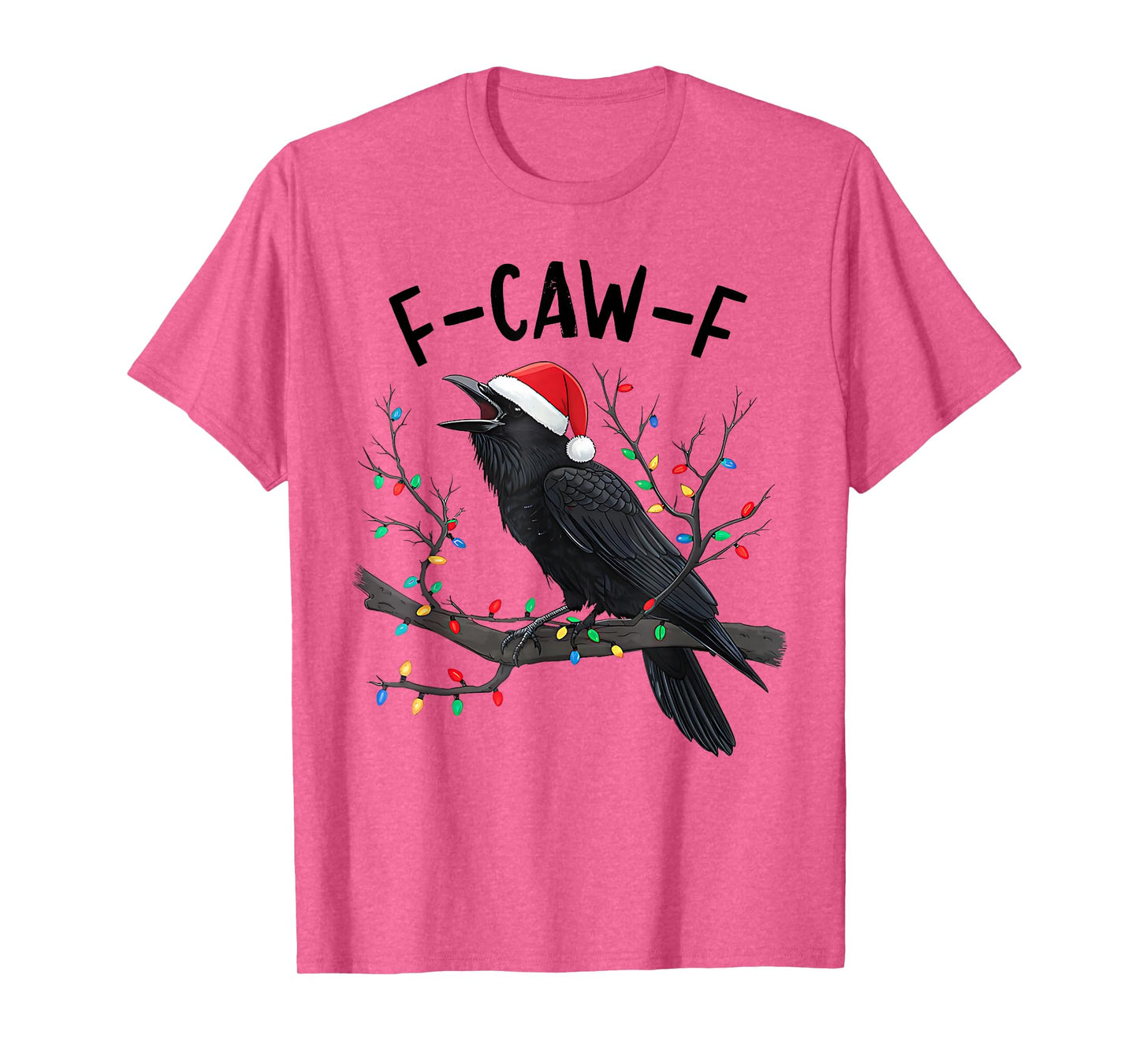 Funny F-Caw-F Christmas Black Crow Raven Santa Hat Xmas PJs T-Shirt