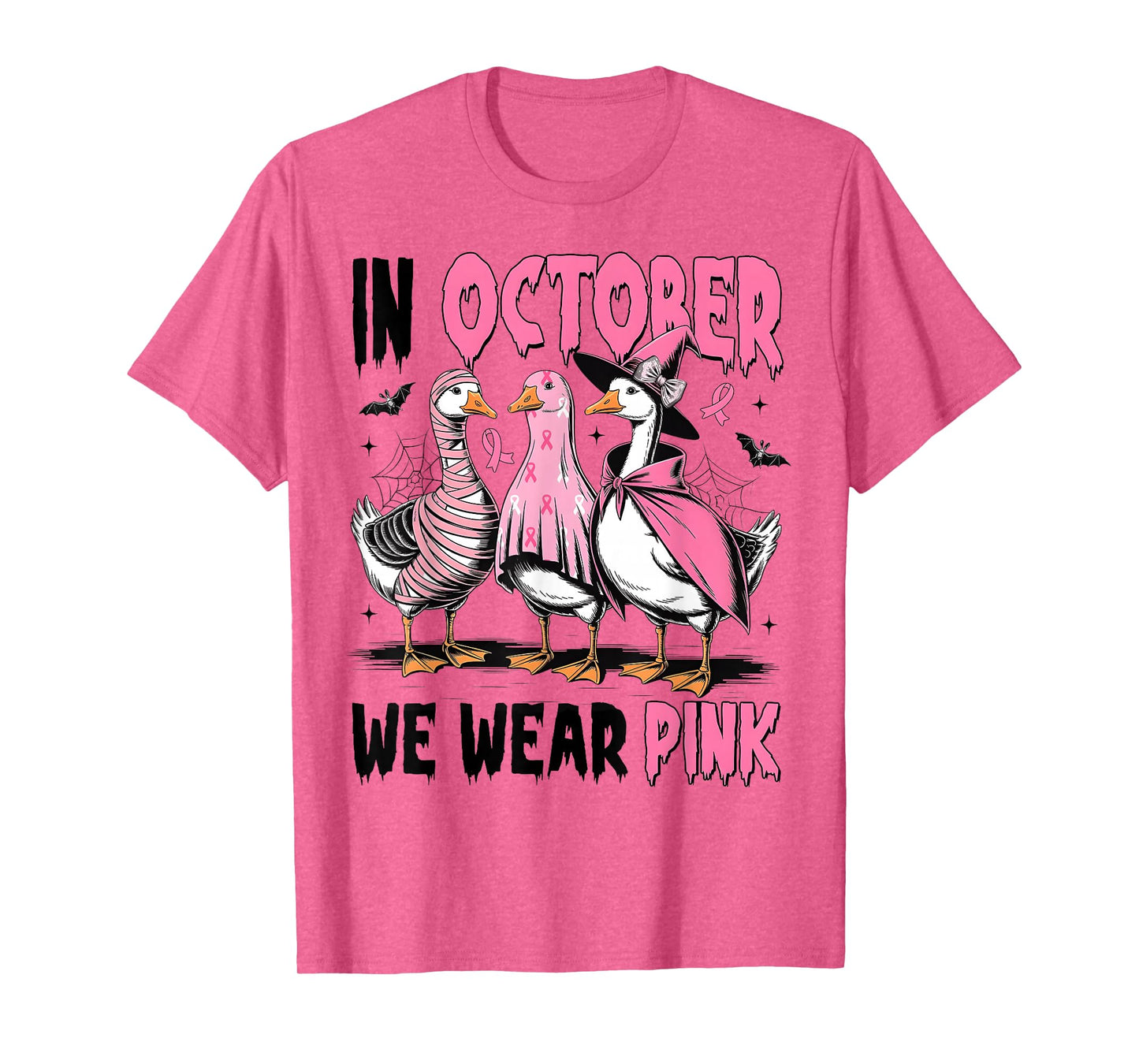 in October We Wear Pink Goose Breast Cancer Awareness T-Shirt