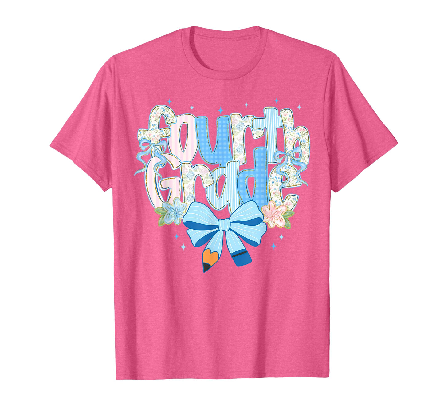 Preppy Back To School Floral 4th Grade Coquette Girl Kids T-Shirt