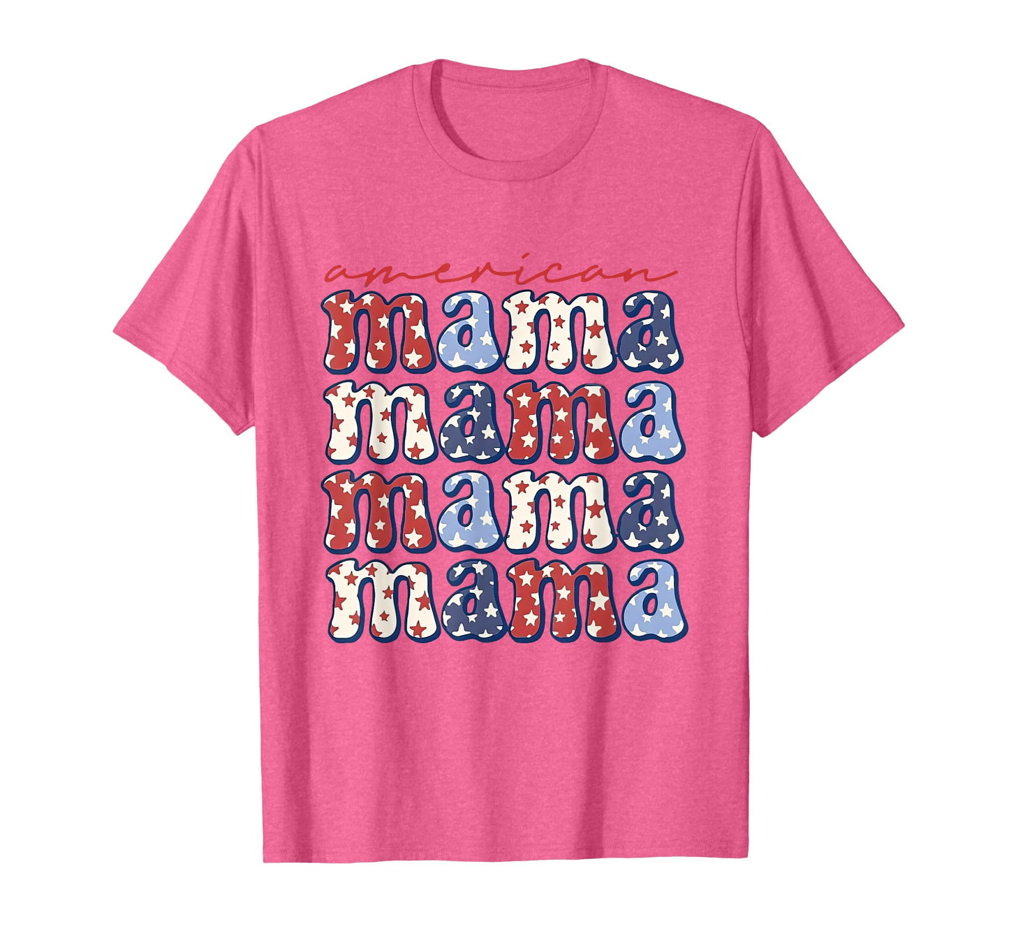Retro Groovy American Mama 4th Of July Patriotic Mom Women T-Shirt