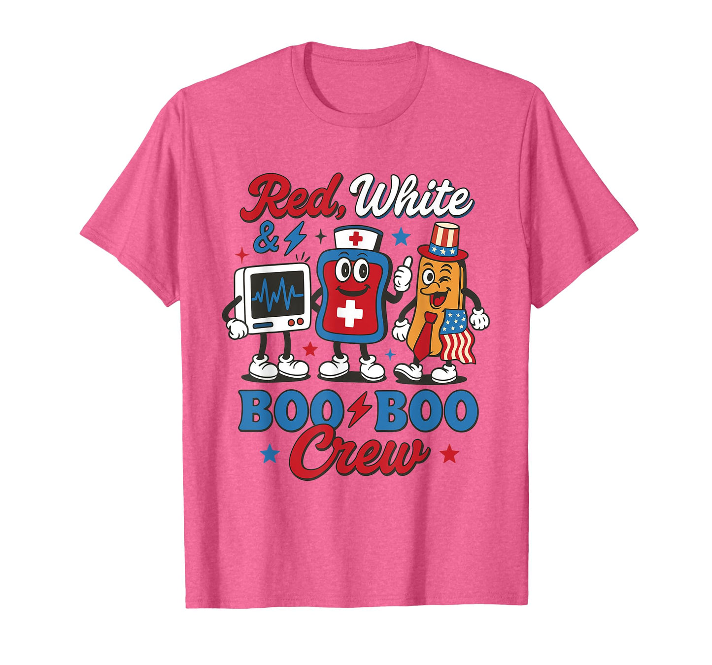 Retro Red White And Boo Boo Crew 4th of July Pediatric Nurse T-Shirt
