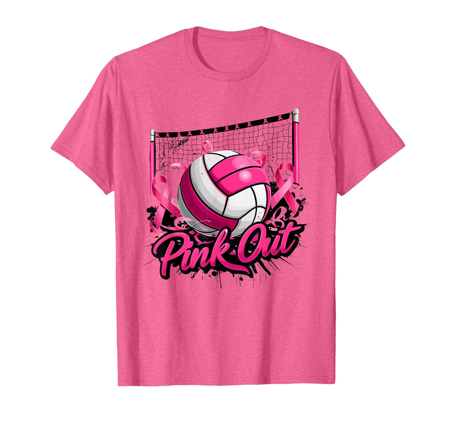 Volleyball Pink Out Breast Cancer Awareness Pink Ribbon T-Shirt