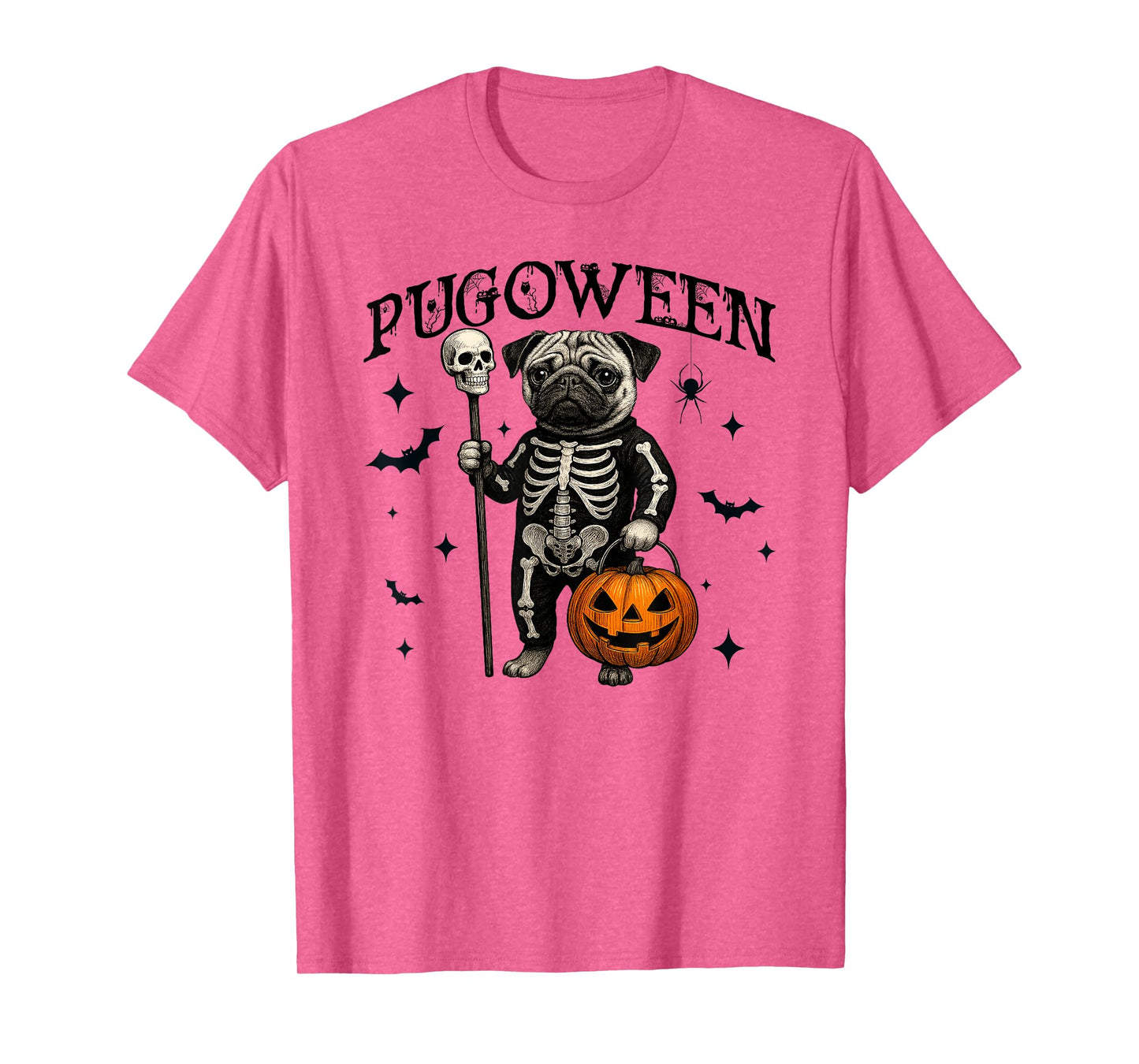 Funny Halloween Pug Skeleton Spooky Season Pumpkin Pug Lover T-Shirt