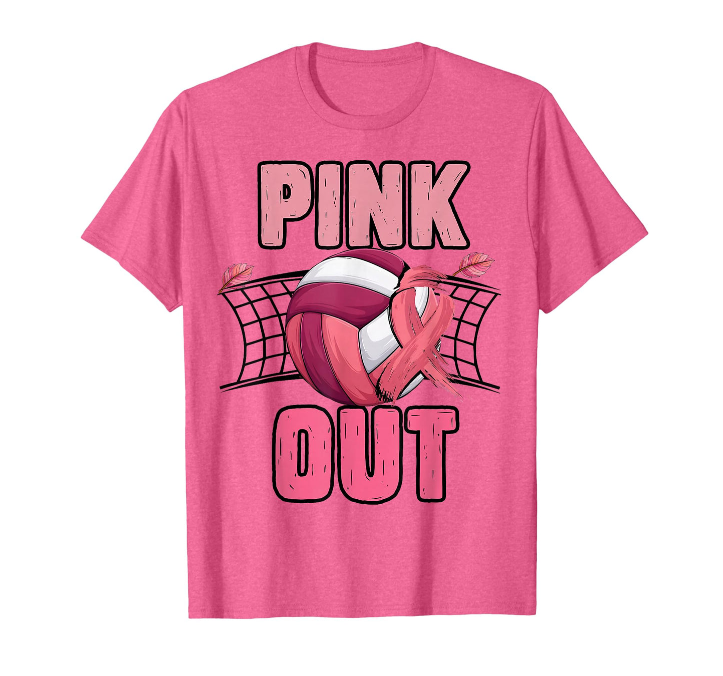 Pink Out Volleyball Breast Cancer Awareness Ribbon Volley T-Shirt