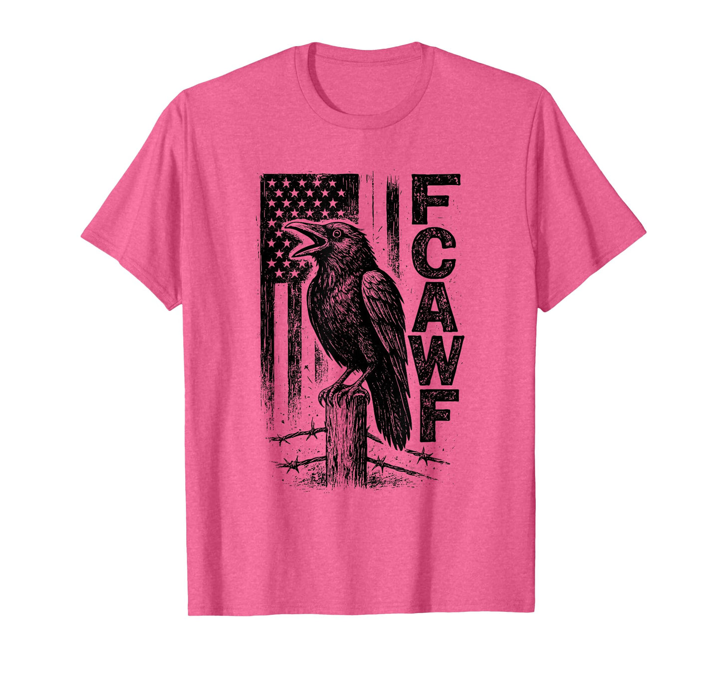 F-Caw-F Crow USA Flag Funny Patriotic Gothic Retro T-Shirt