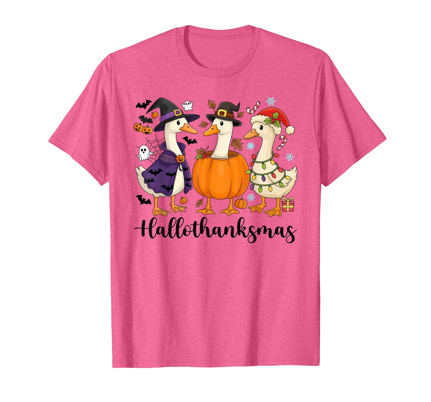 Gooses Halloween Thanksgiving Christmas Happy HalloThanksMas T-Shirt