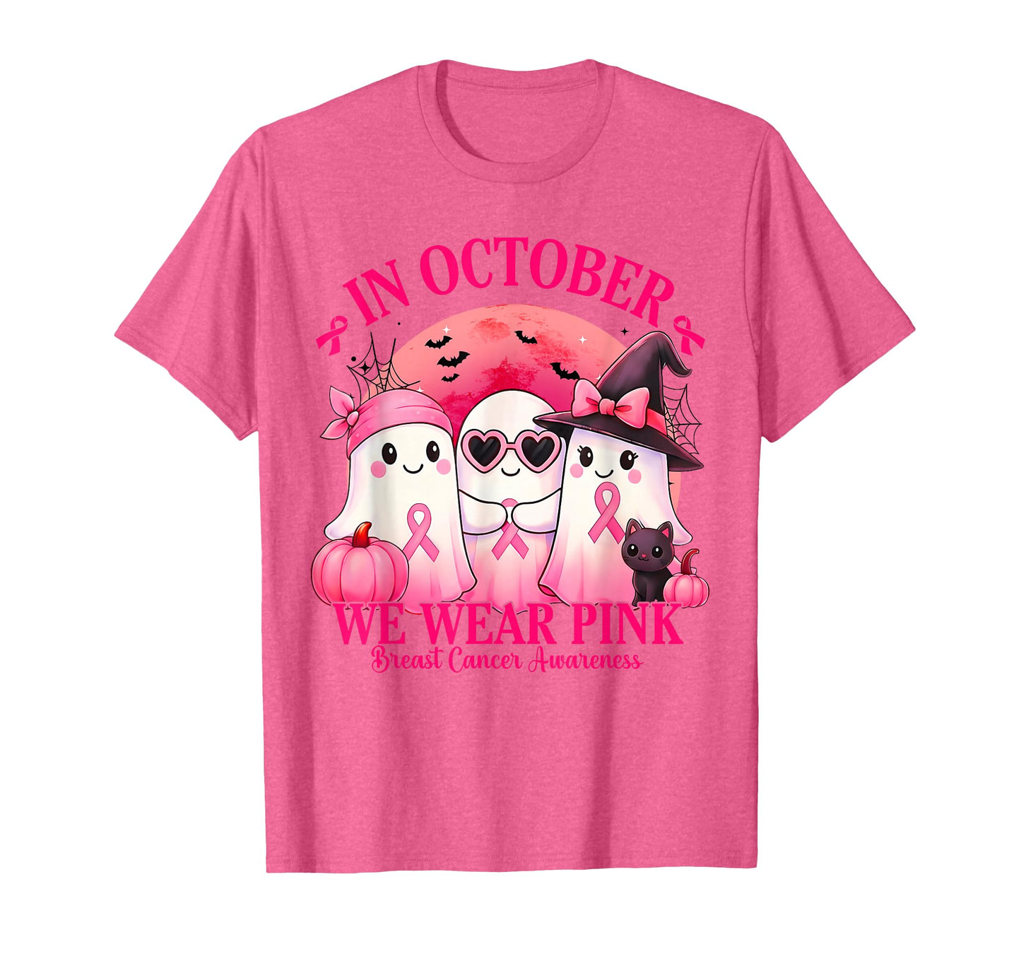 Breast Cancer Halloween Women in October We Wear Pink T-Shirt