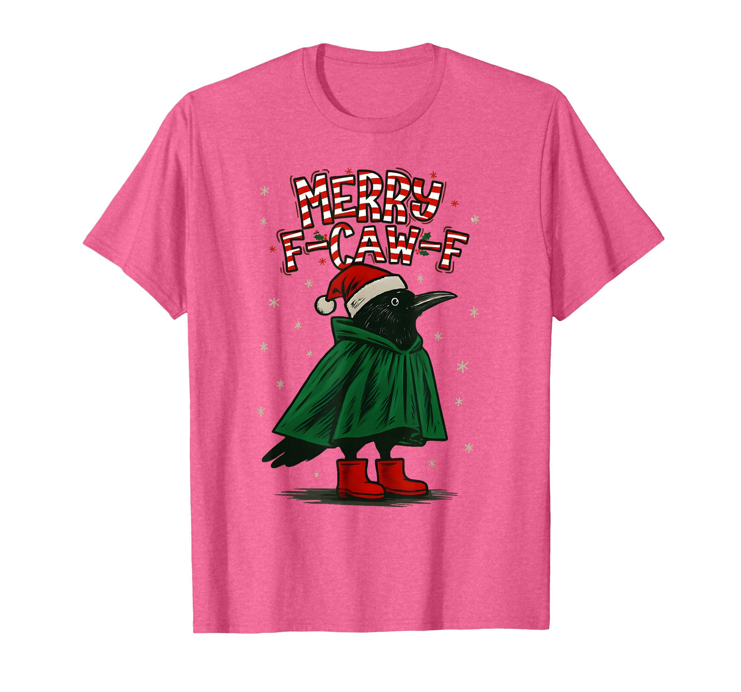 Merry Christmas F-Caw-F Crow Santa Black Bird Xmas Raven T-Shirt