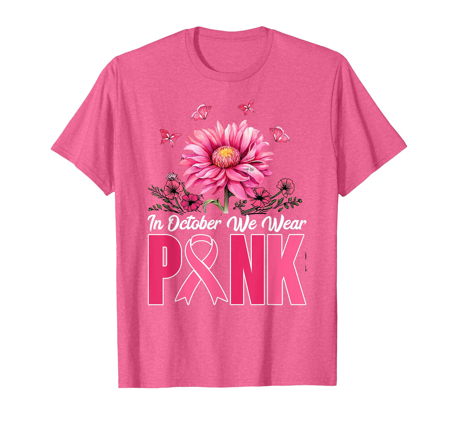 In October We Wear Pink Sunflower Breast Cancer Awareness T-Shirt