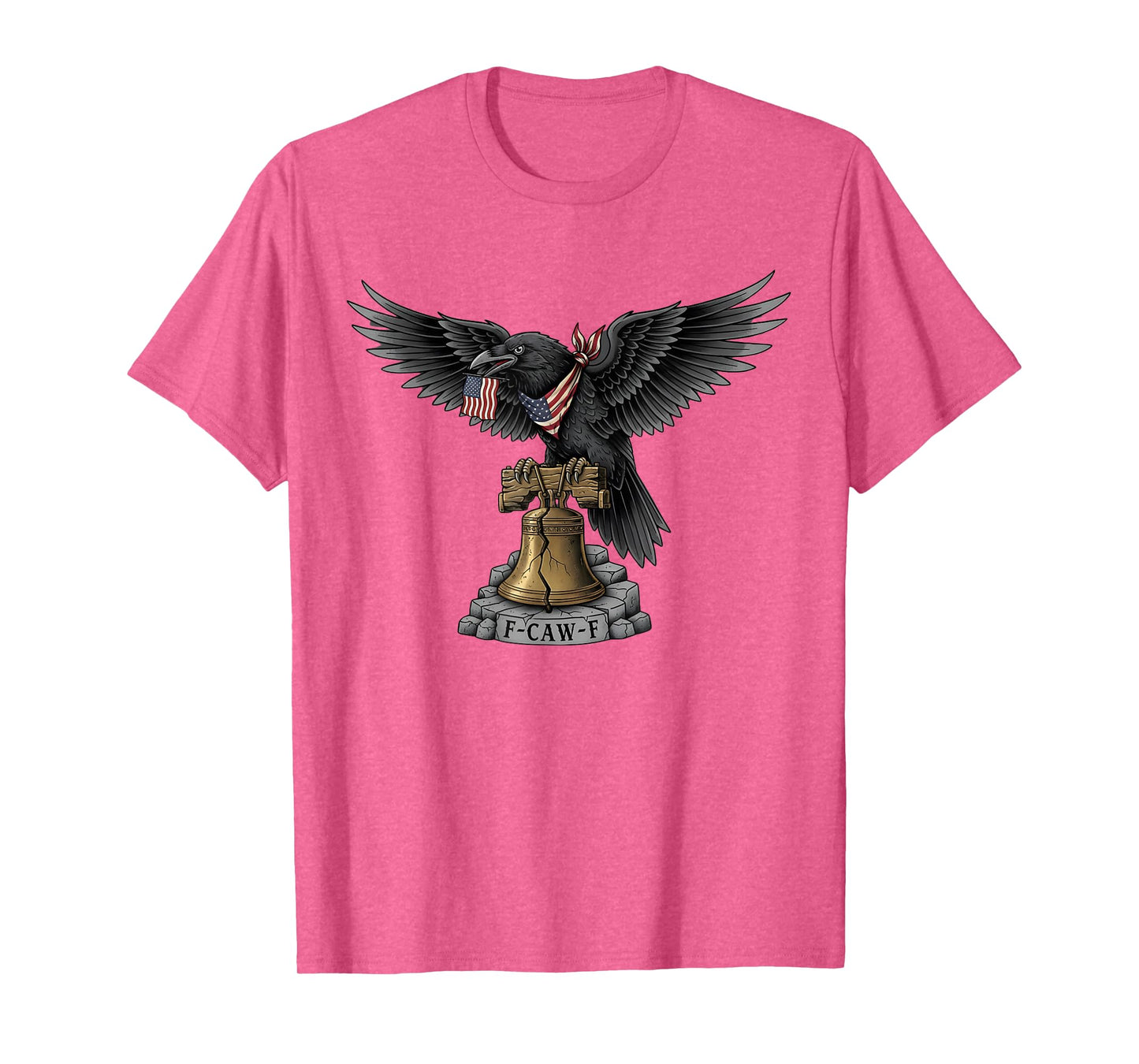 F-CAW-F Black Crow USA Liberty Bell American Flag Patriotic T-Shirt