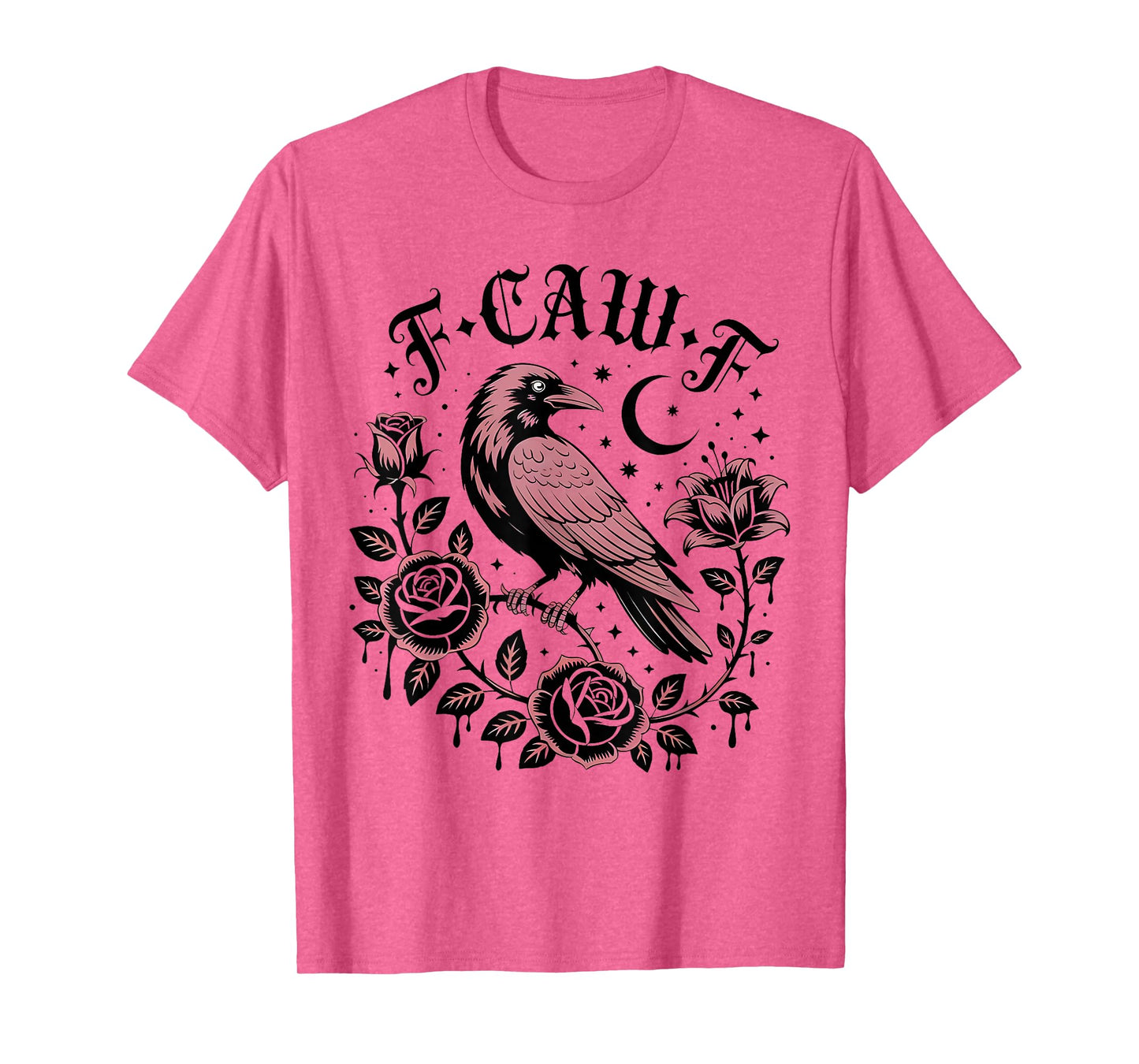 Vintage F Caw F Crow Floral Gothic Bird Roses Moon Outfit T-Shirt