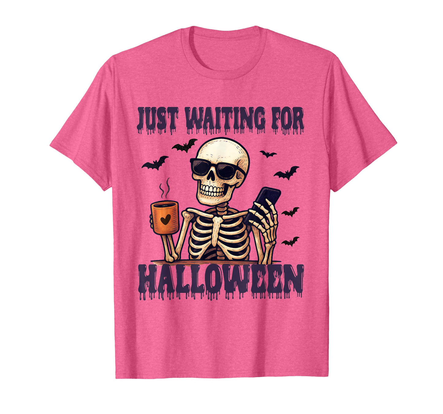 Just Waiting for Halloween Funny Spooky Skeleton Halloween T-Shirt