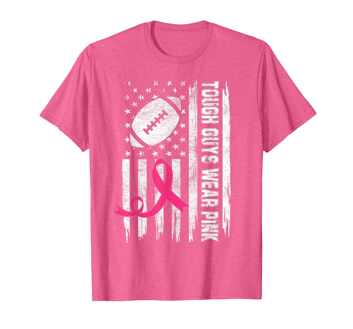 Tough Guys Wear Pink Breast Cancer Football American Flag T-Shirt for Women Kids Men