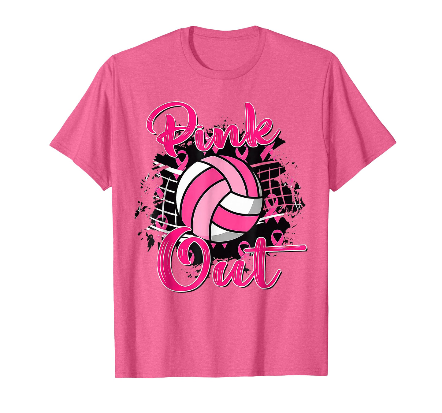 Pink Out Volleyball Pink Ribbon Breast Cancer Awareness T-Shirt