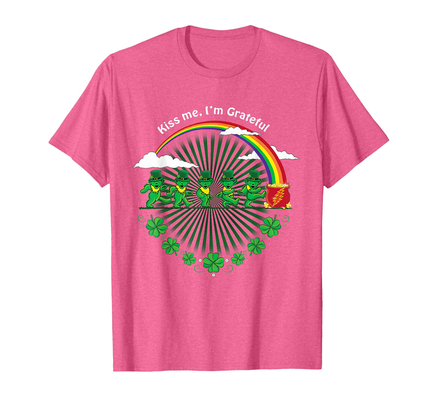 Kiss Me I'm Grateful Leprechauns Rainbow St Patricks Day T-Shirt