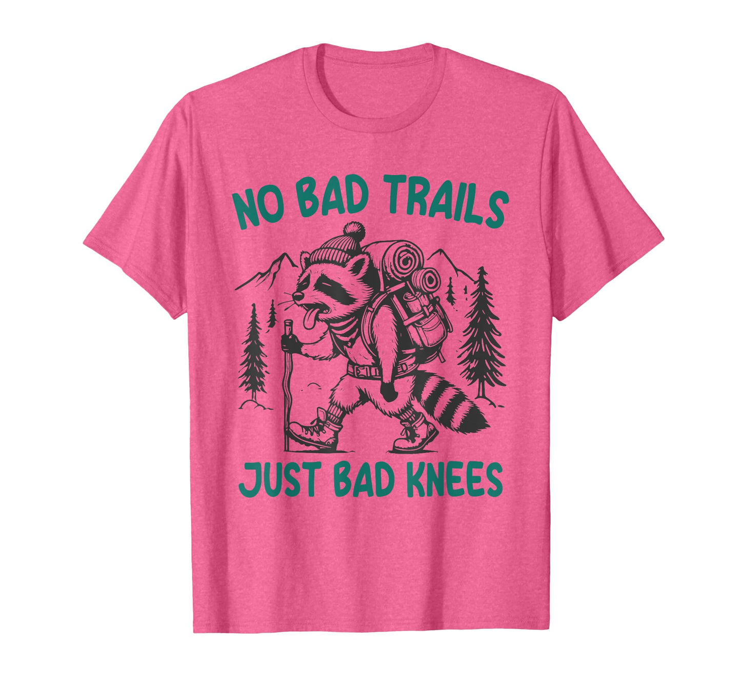 Vintage No Bad Trails Just Bad Knees Hiking Bear T-Shirt