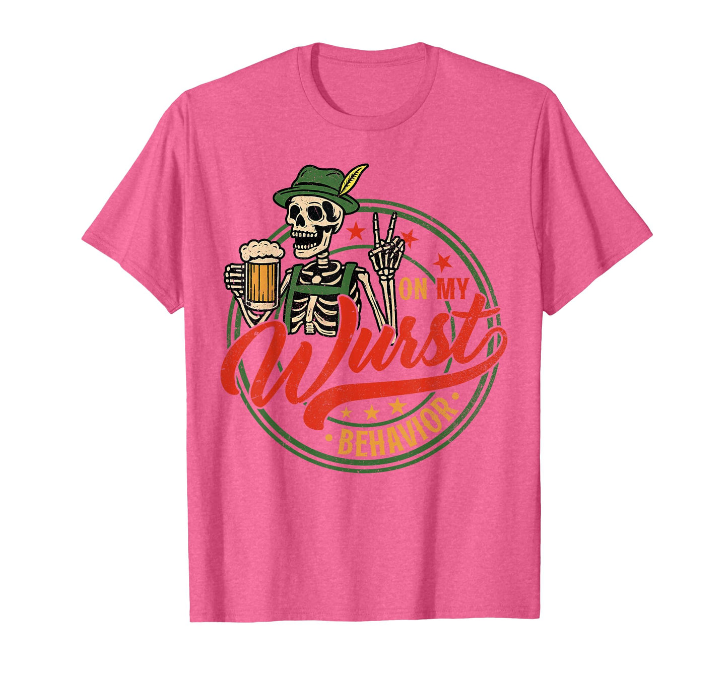 Oktoberfest On My Wurst Behavior German Beer Skeleton Men T-Shirt