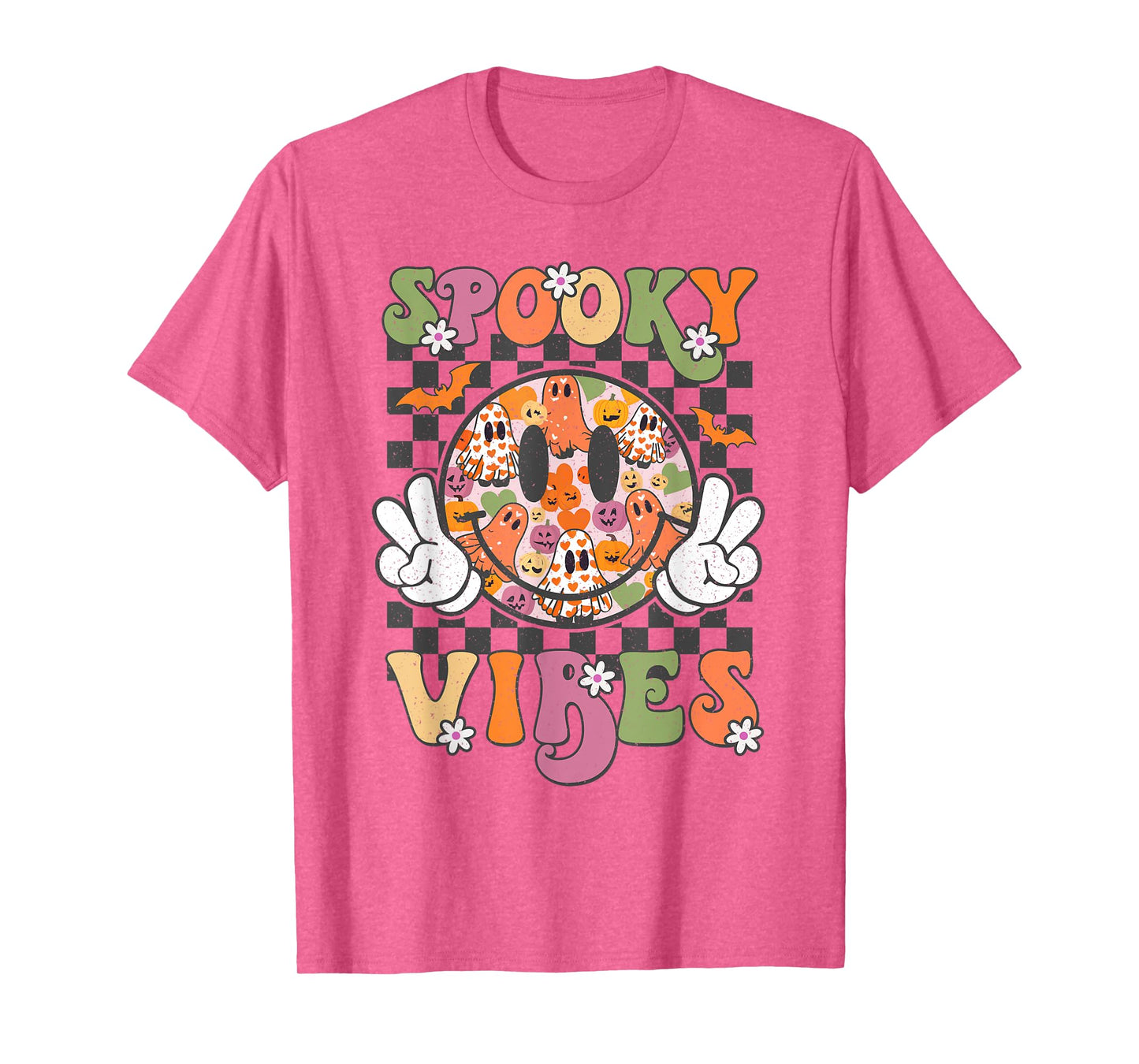 Spooky Vibes Smile Face Halloween Funny Women Teen Girl Kids T-Shirt