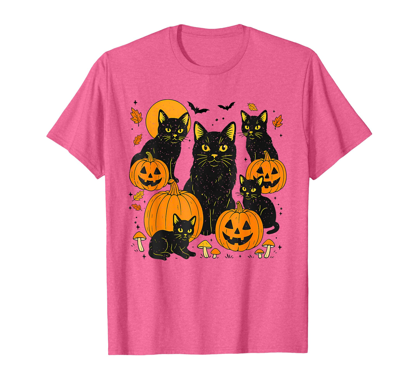 Retro Black Cat Halloween Pumpkin Costume for Women Men Kids T-Shirt