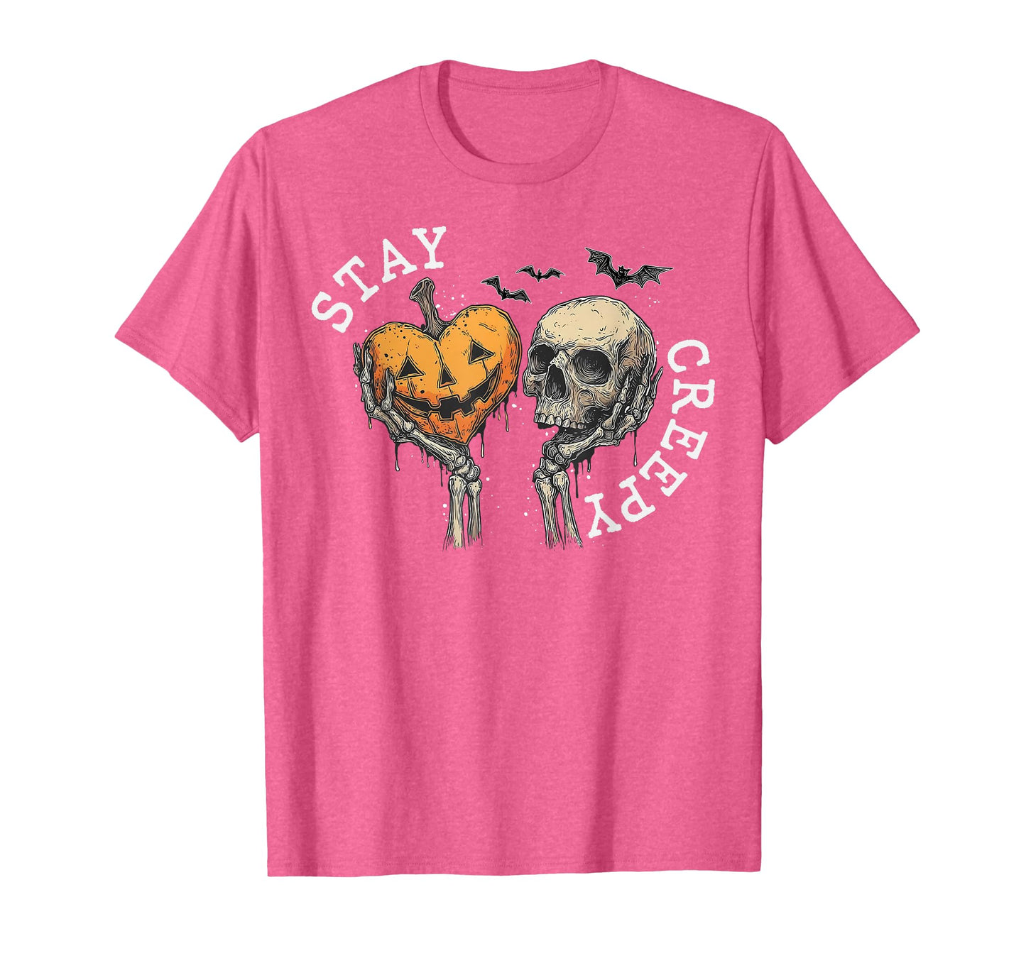 Stay Creepy Dripping Heart Halloween Skeleton Hand Spooky T-Shirt