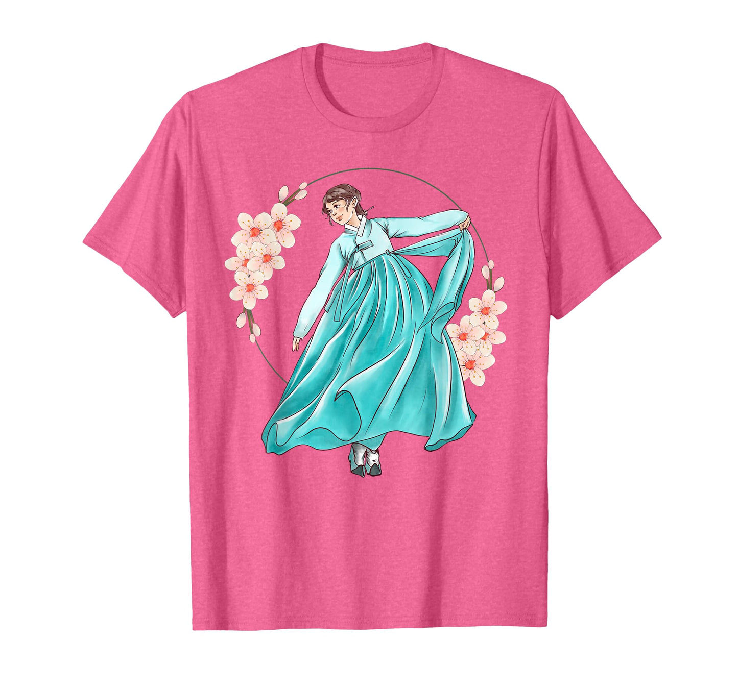 Girl Wearing Traditional Korean Hanbok T-Shirt
