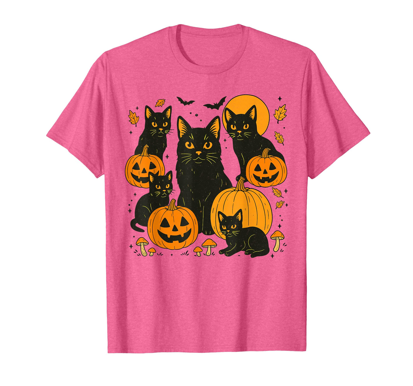 Retro Black Cat Pumpkin Halloween Costume Fall Autumn Season T-Shirt