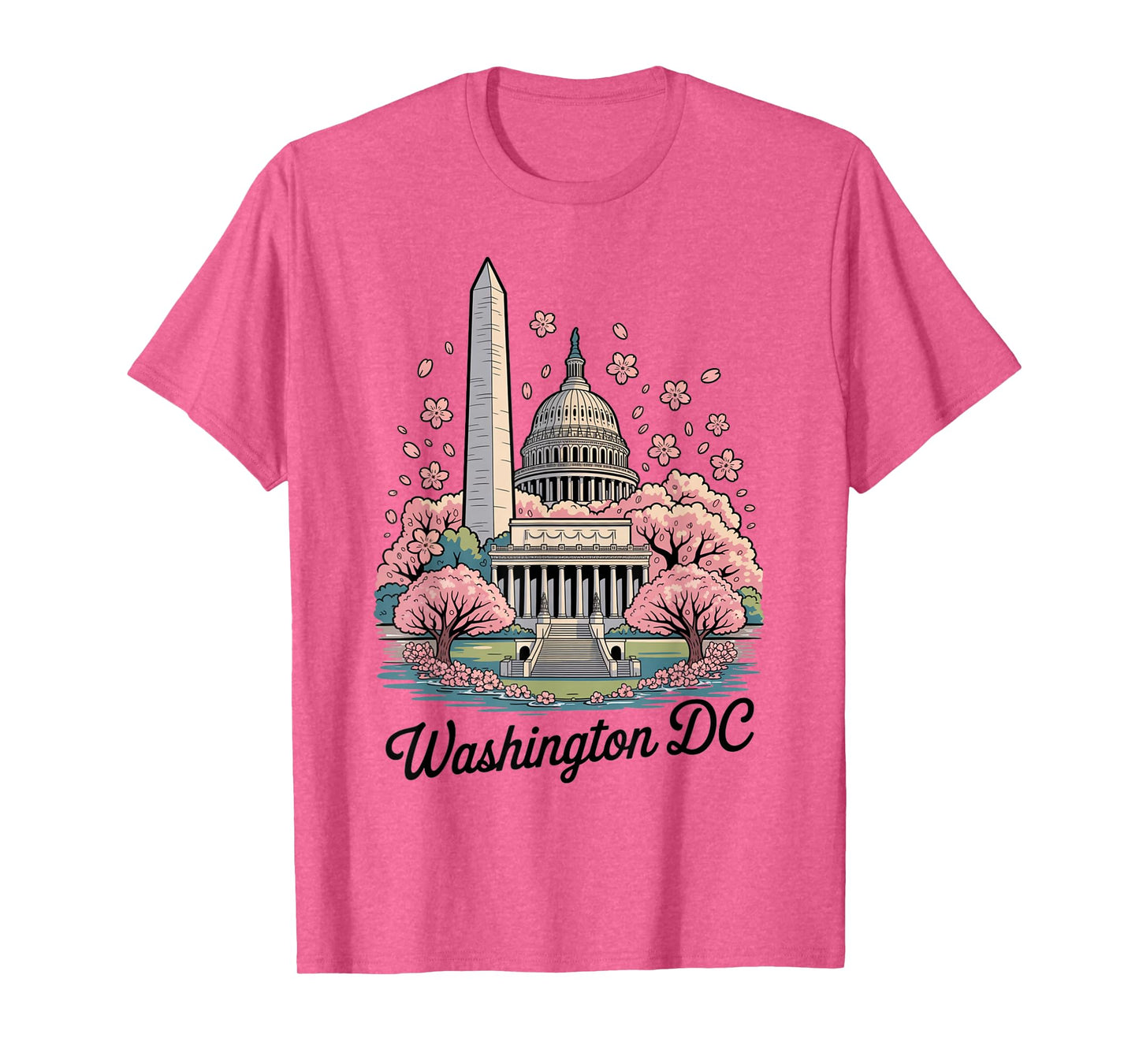 Washington DC Cherry Blossoms Landmark Art Souvenir T-Shirt