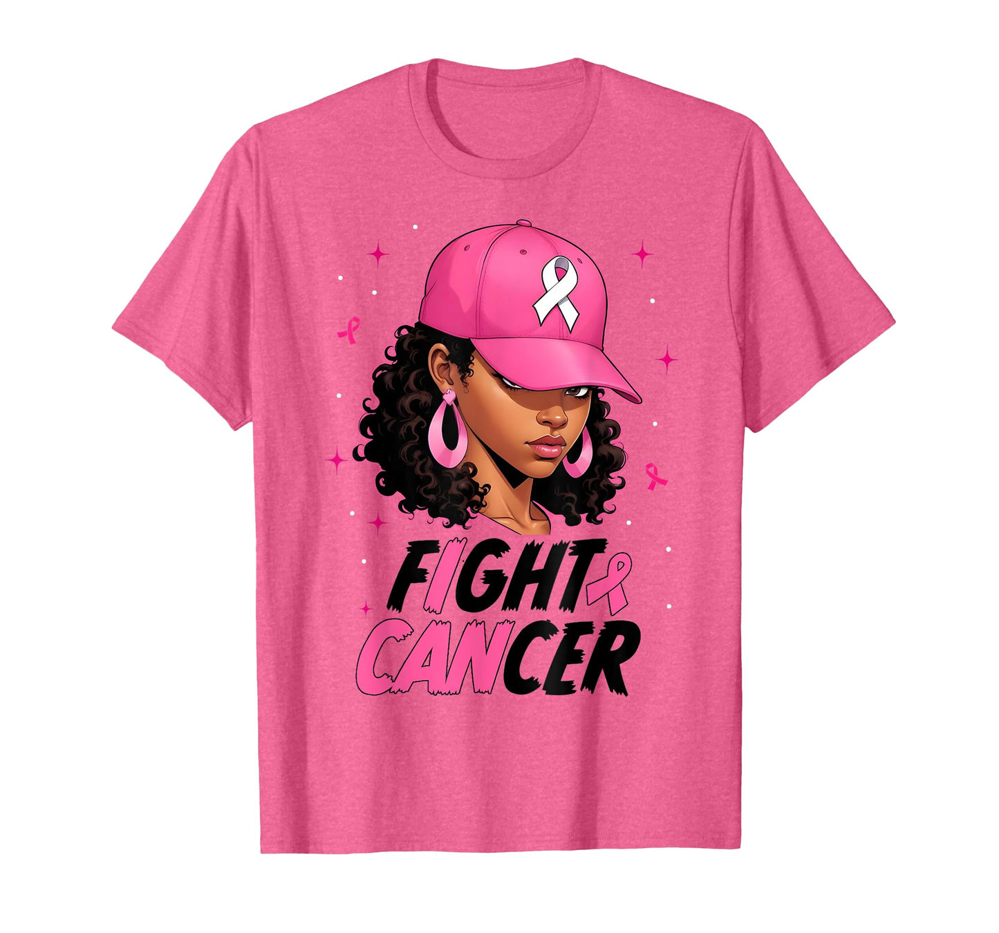 Black Girl Black Woman Breast Cancer Awareness Pink Ribbon T-Shirt