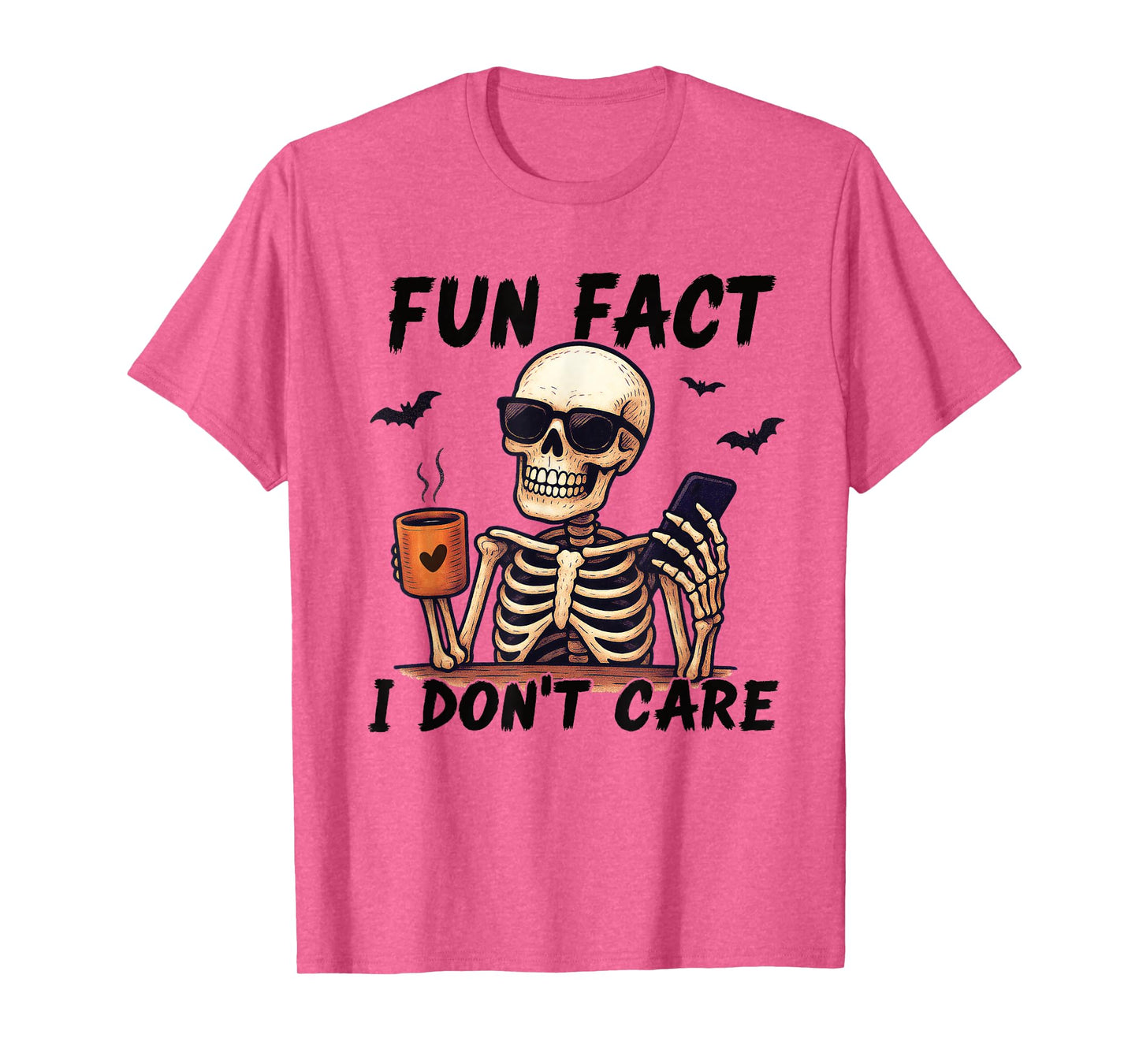 Funny Skeleton Coffee Halloween Shirt Fun Fact I Don’t Care T-Shirt