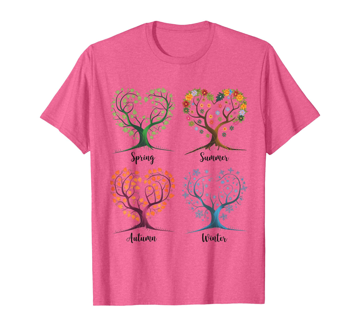 Four Seasons Tree Nature-Inspired Heart Shaped Heart Tree T-Shirt