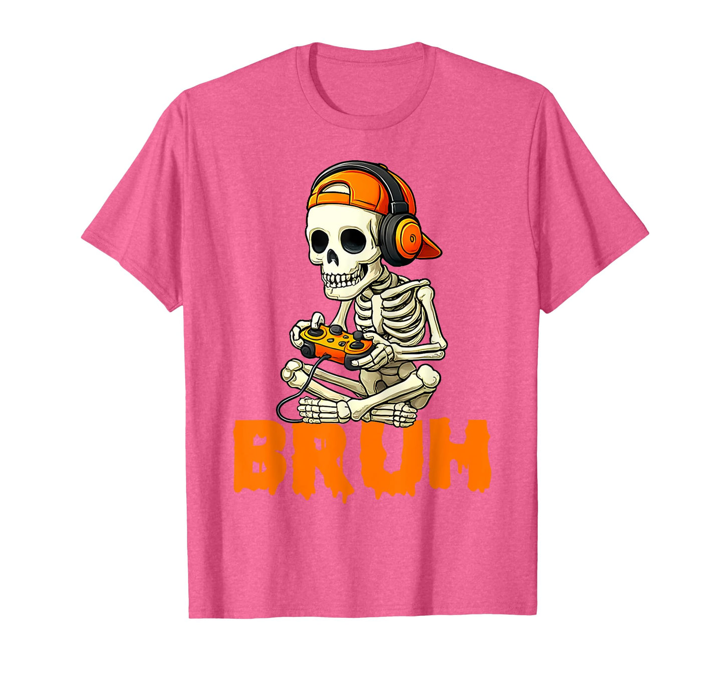 Bruh Halloween Boys Kids Gamer Mens Skeleton Video Gaming T-Shirt