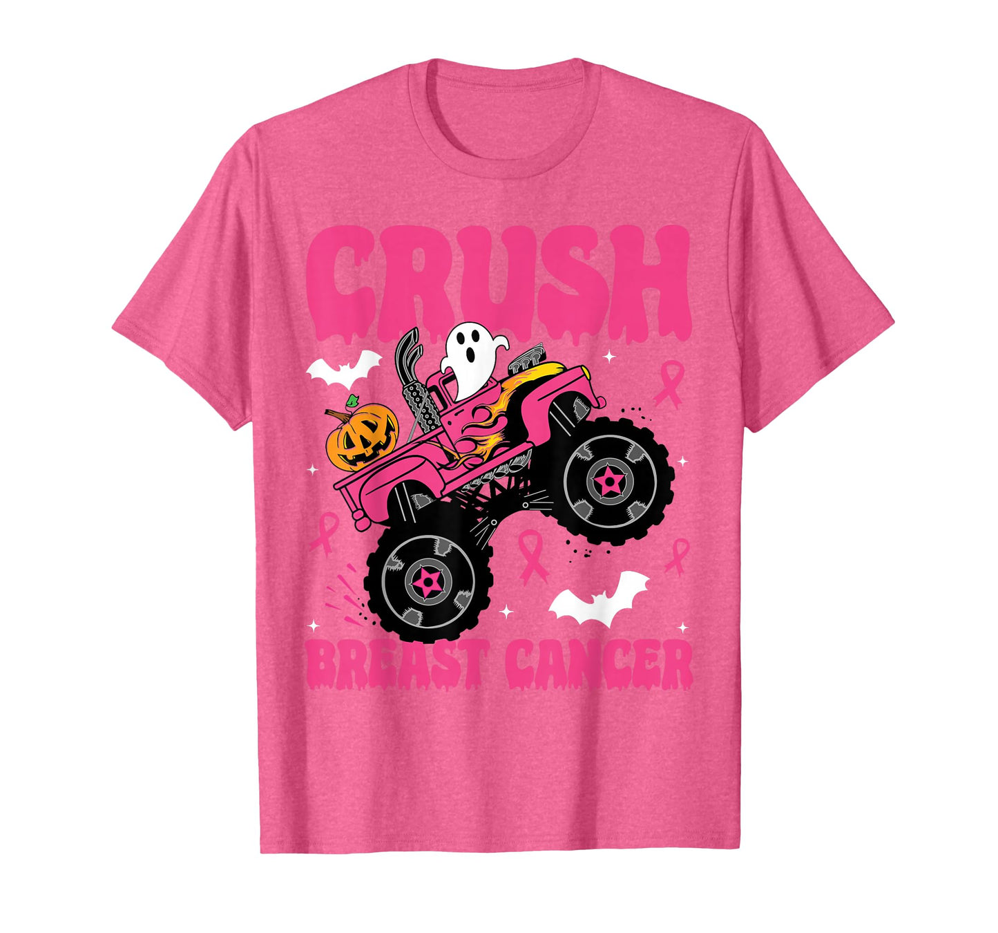 Crush Breast Cancer Awareness Monster Truck Halloween kids T-Shirt