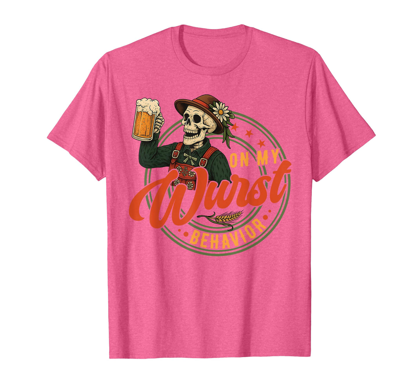 Oktoberfest On My Wurst Behavior German Beer Skeleton Men T-Shirt