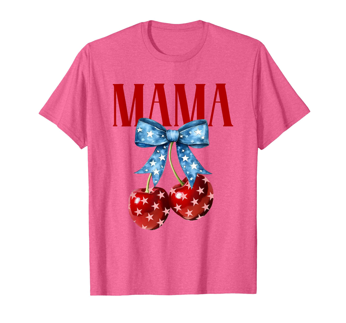 Cute Mama Cherries Coquette Bow Retro Cherry 4th Of July T-Shirt