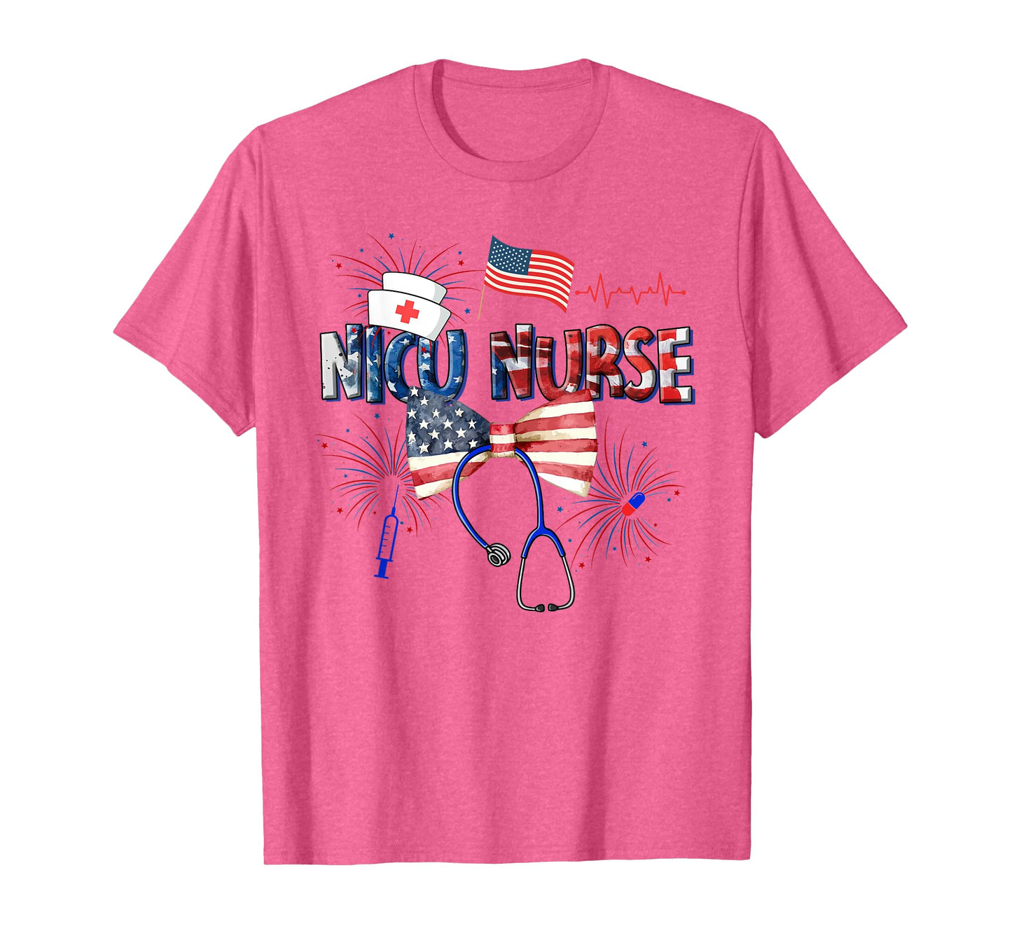 Cute 4th of July NICU Nurse American Flag Fourth Of July T-Shirt