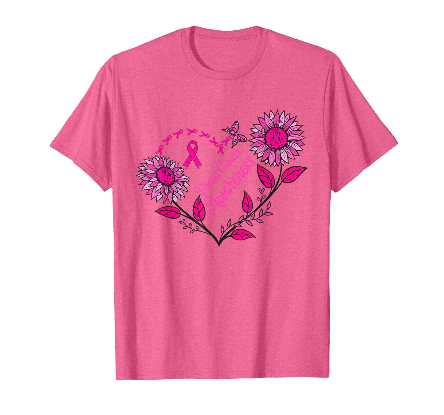 Sunflower Breast Cancer Shirts Pink RibbonMen Women T-Shirt