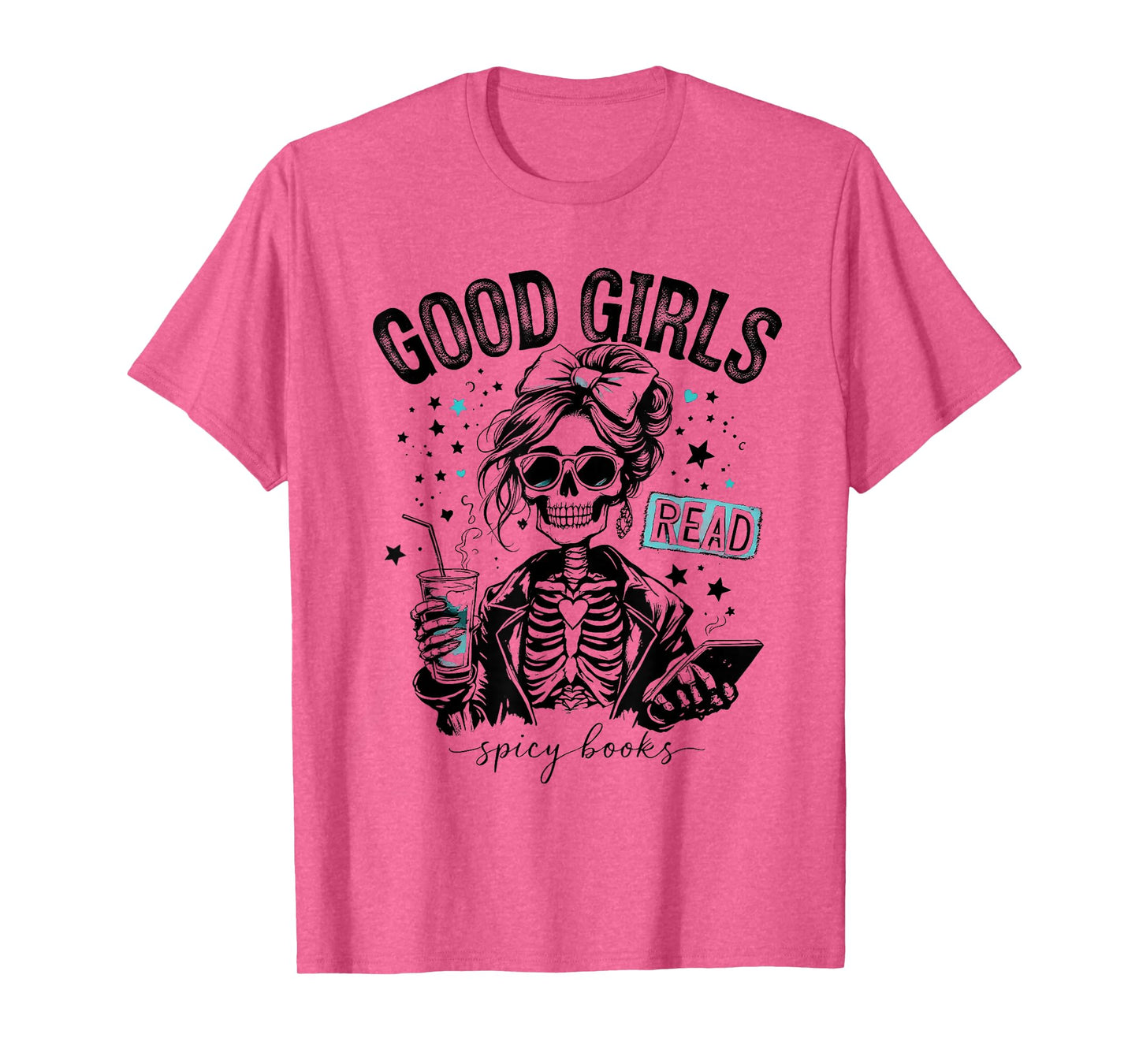 Good Girls Read Spicy Books Gothic Skeleton Spooky Halloween T-Shirt