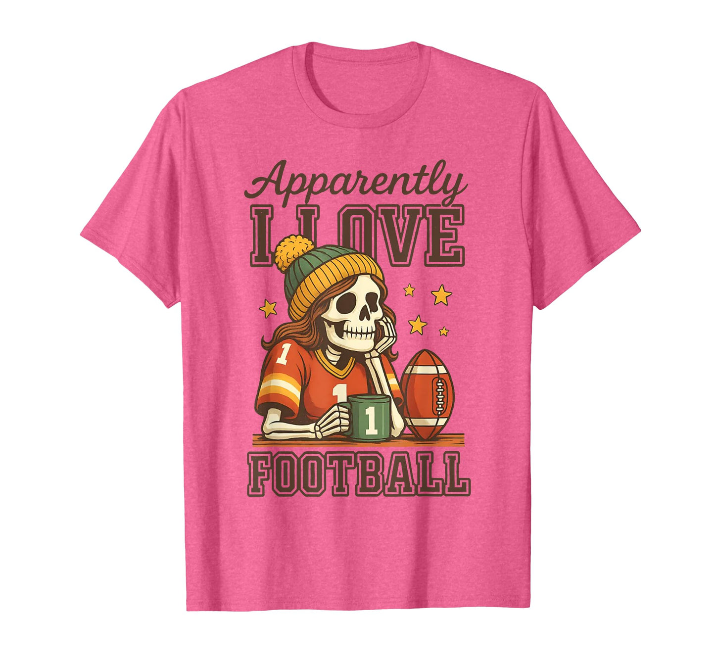 Apparently I Love Football Skeleton Football T-Shirt