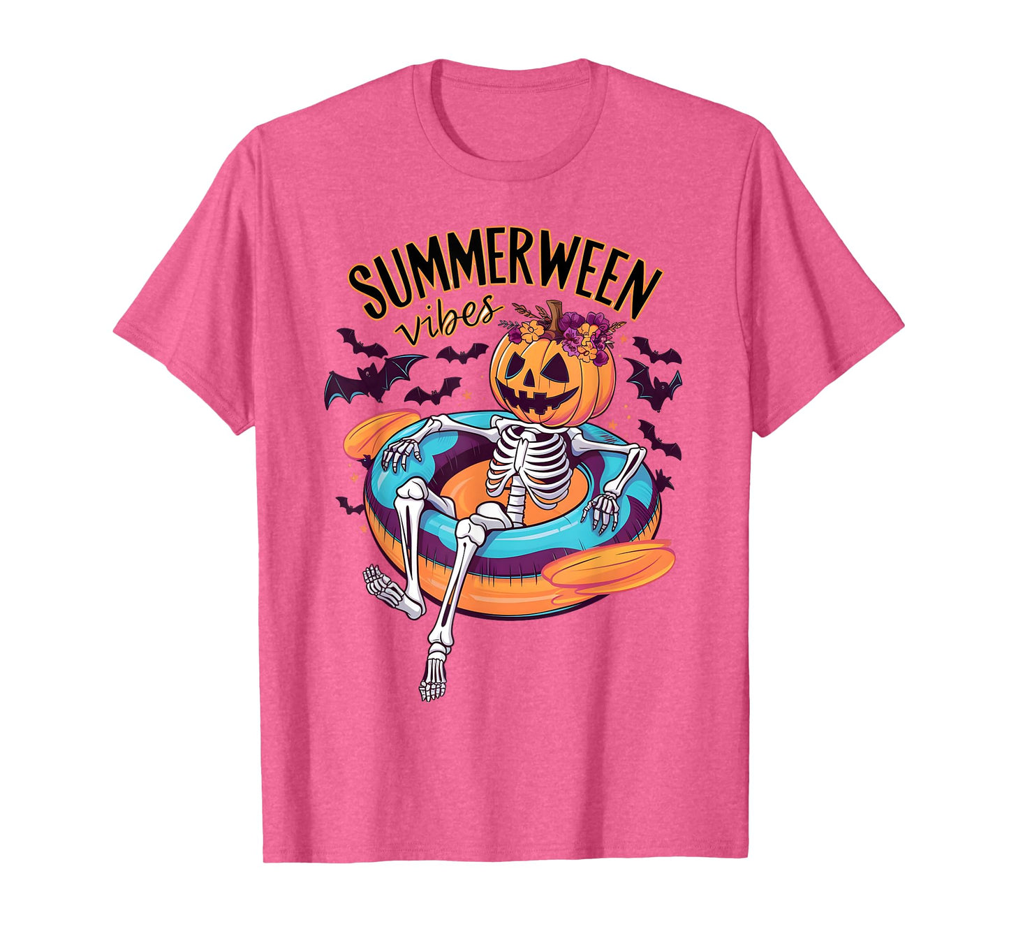 Summerween Vibes Skeleton Pumpkin Summer Vacation Men Women Kids T-Shirt