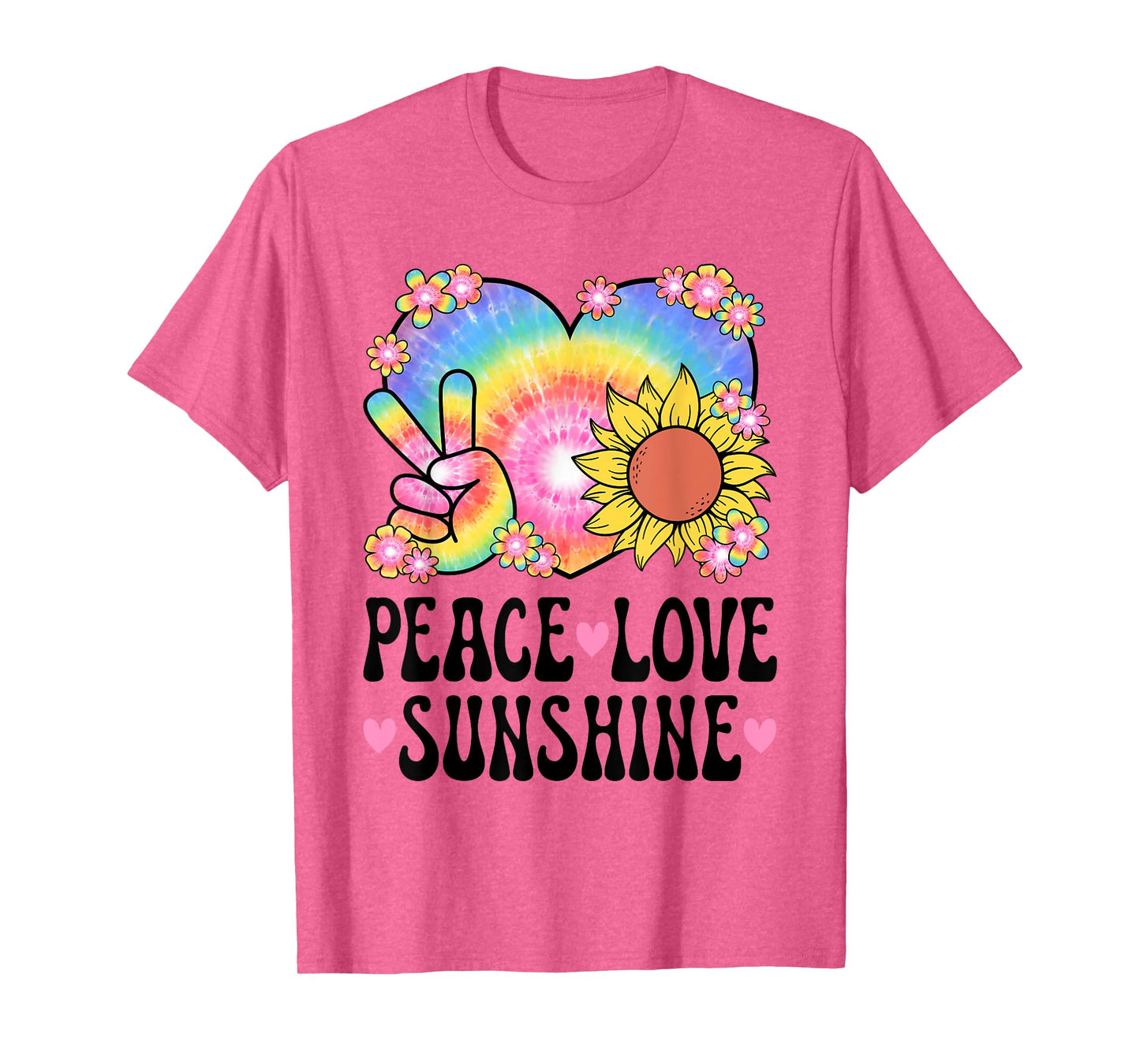 Peace Love Sunshine 60s 70s Sunflower Cute Hippie Outfit T-Shirt