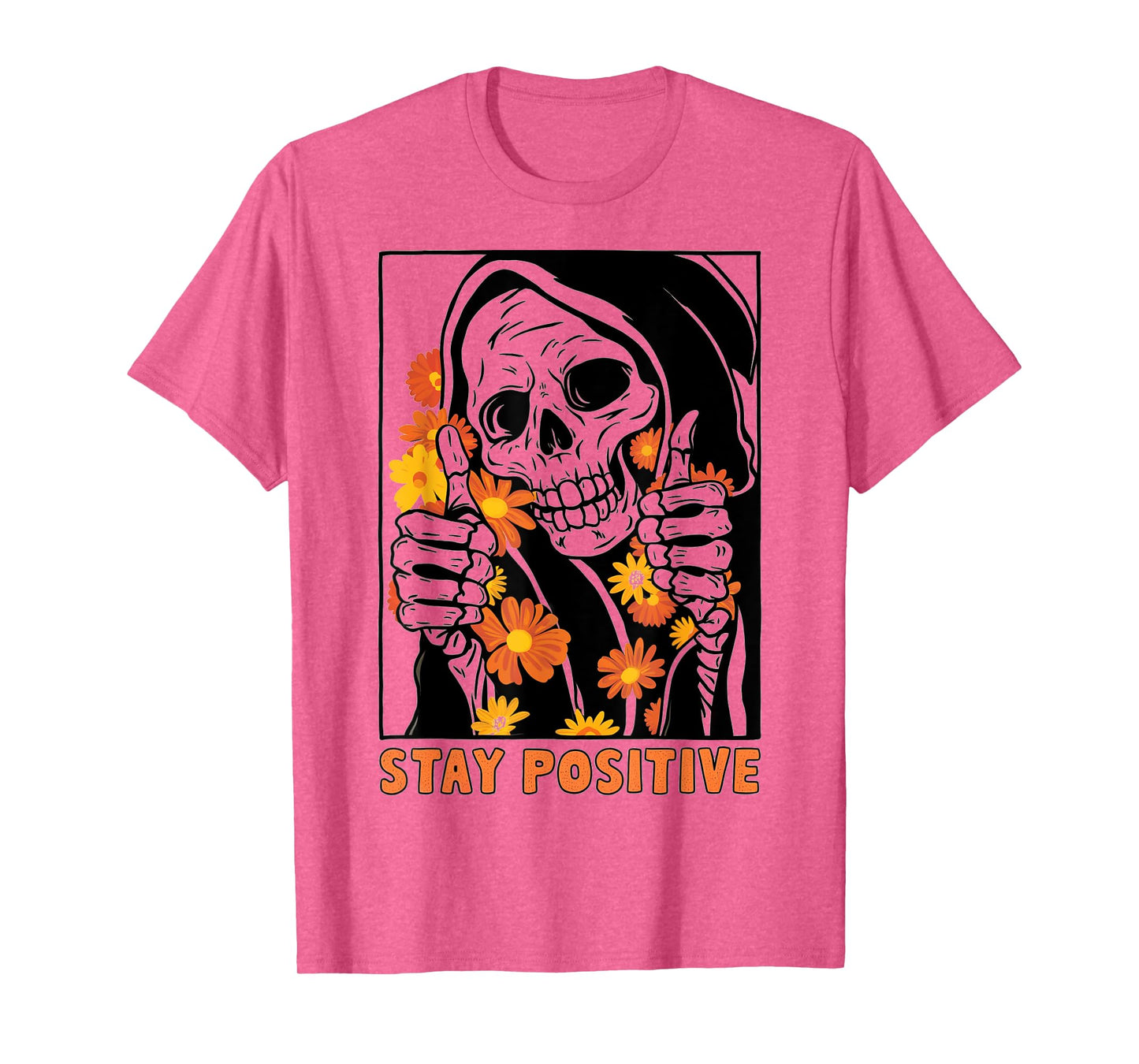 Stay Positive Skeleton Halloween Motivational Funny Skull T-Shirt
