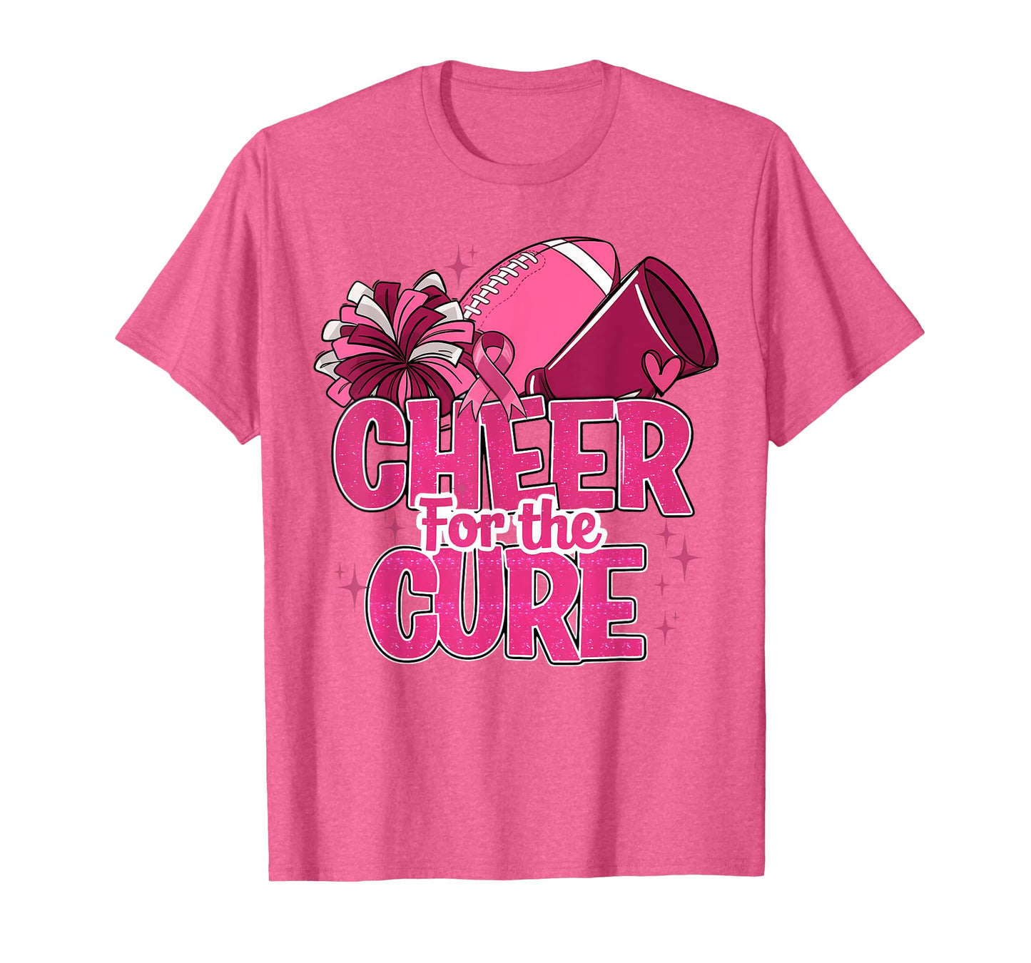 Cheer For The Cure Breast Cancer Awareness Pink Ribbon T-Shirt