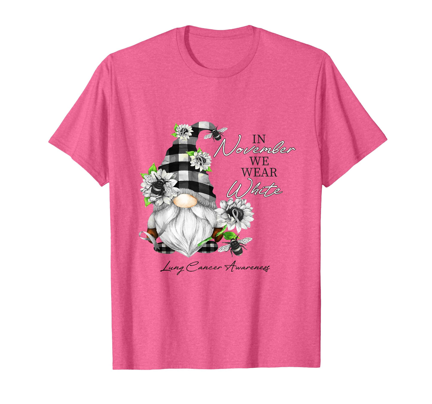 In November We Wear White for Lung Cancer Awareness Gnome T-Shirt