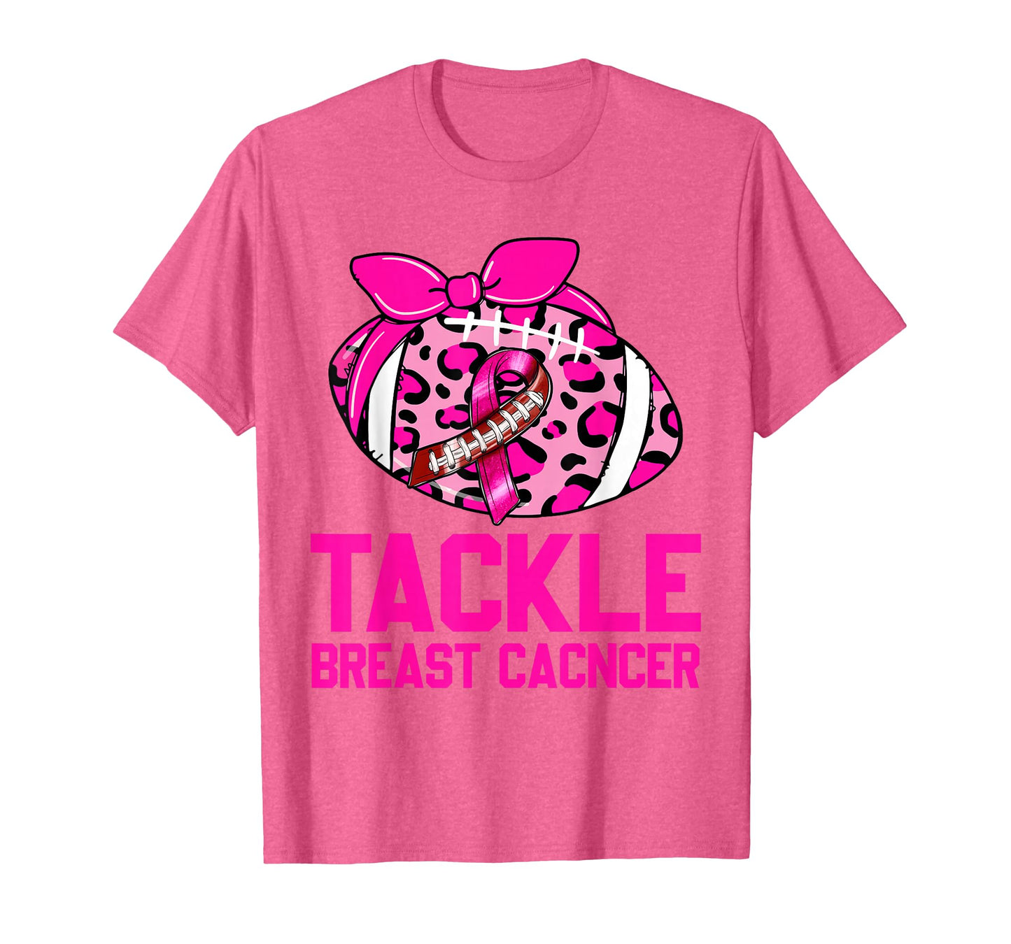 Womans Tackle Football Pink Ribbon Breast Cancer Awareness T-Shirt