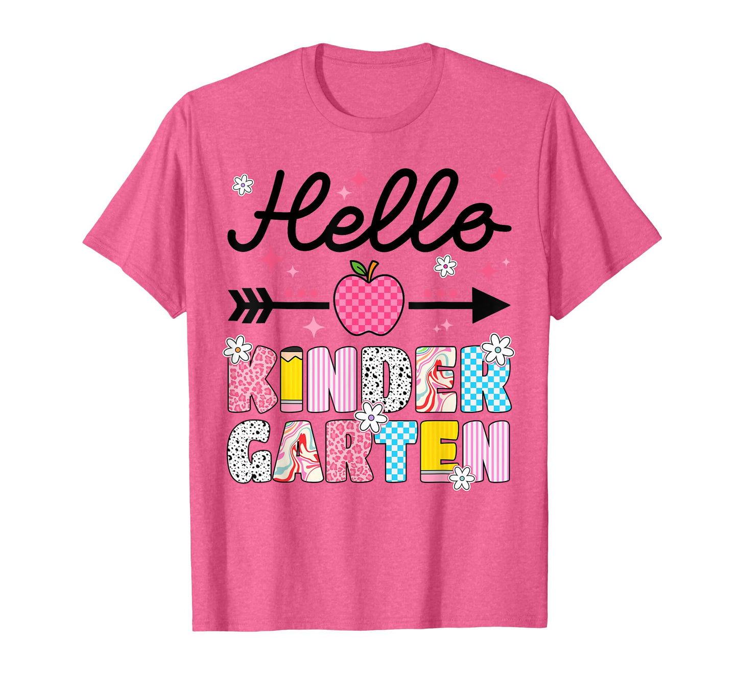 Hello Kindergarten Apple First Day Of School Teachers Girls T-Shirt