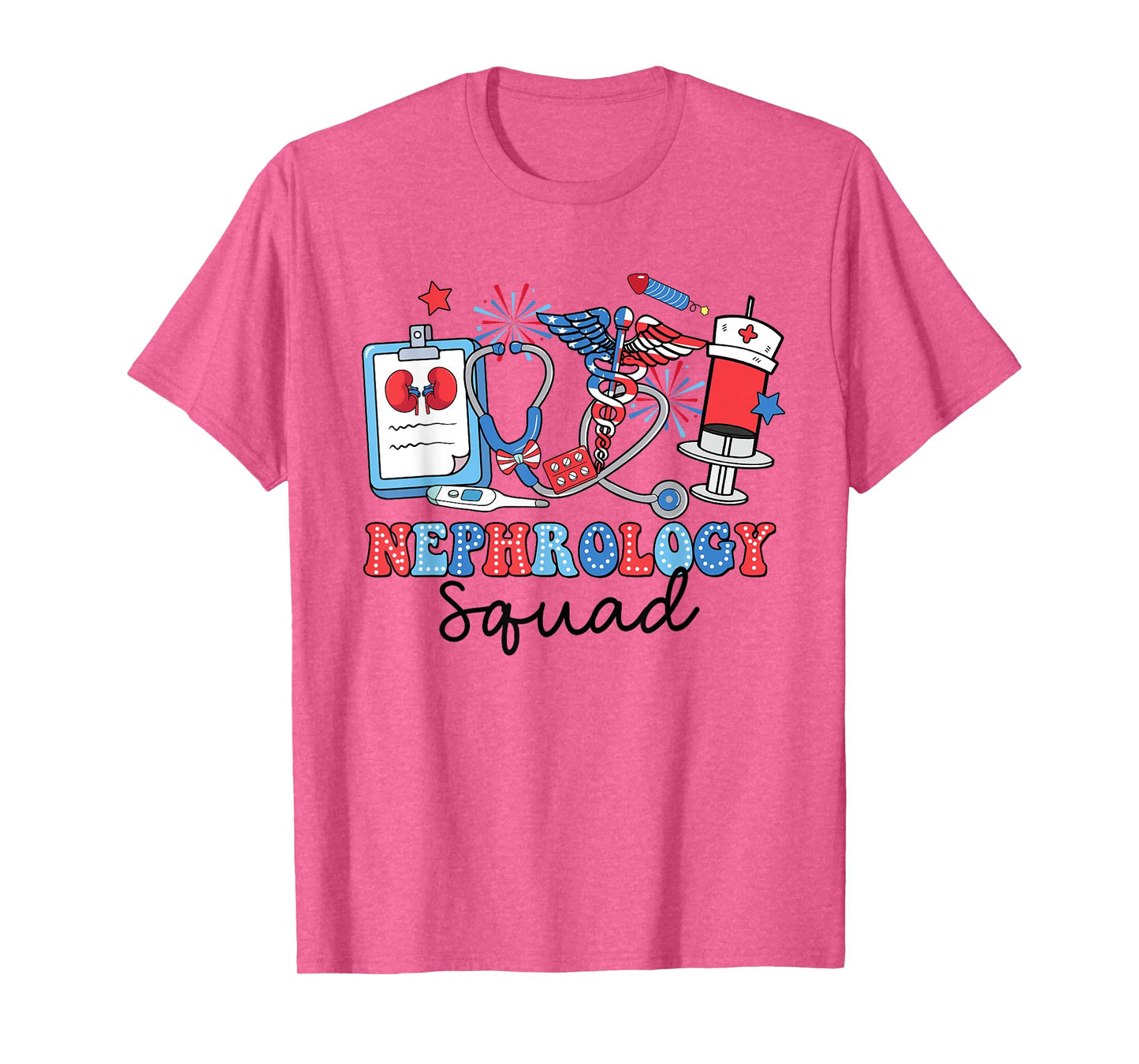 Retro Nephrology Squad USA Flag Nephrology Nurse 4th Of July Women Men T-Shirt