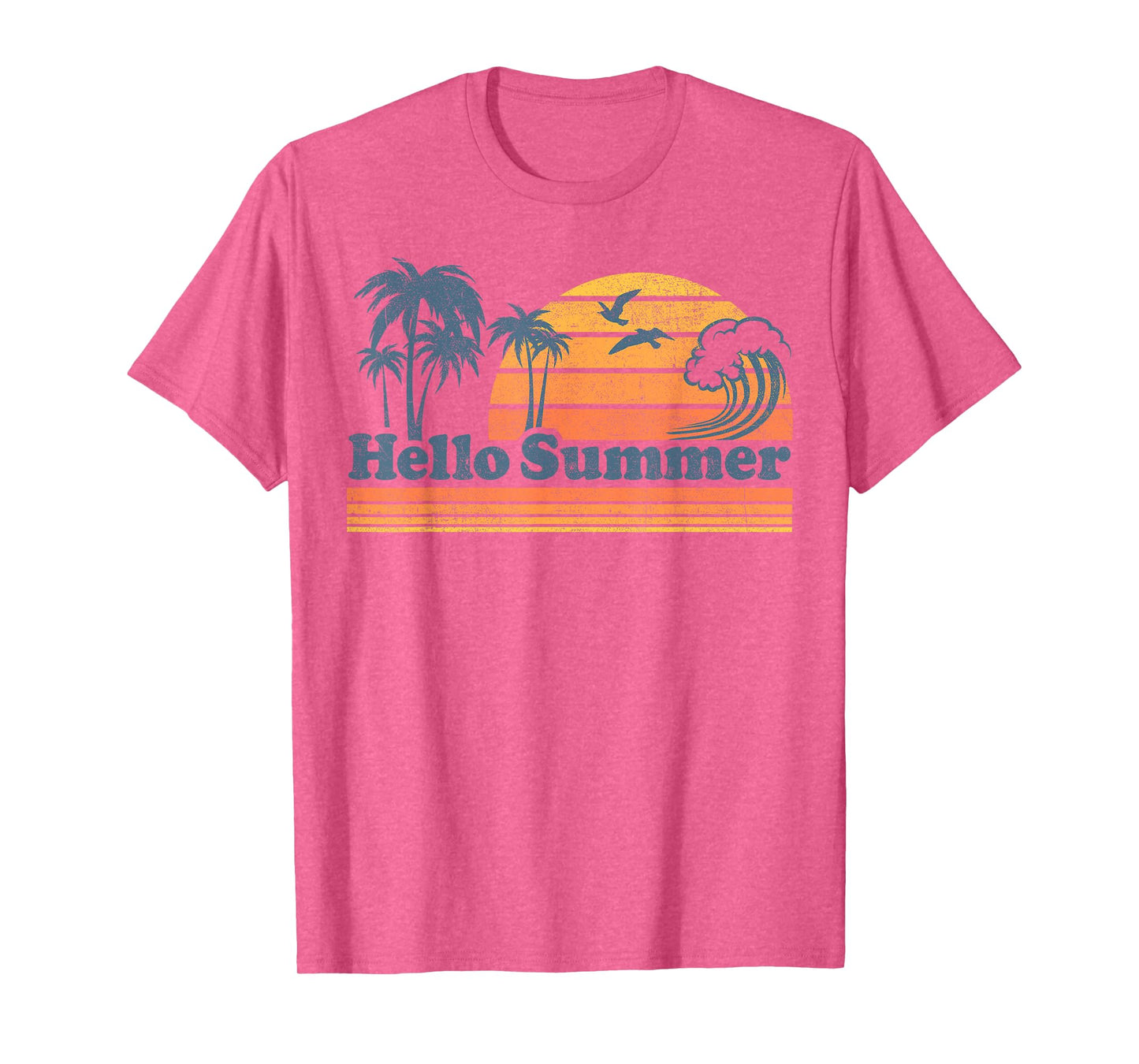 Funny Hello Summer Vacation Beach Vintage 70s Retro Cute T-Shirt
