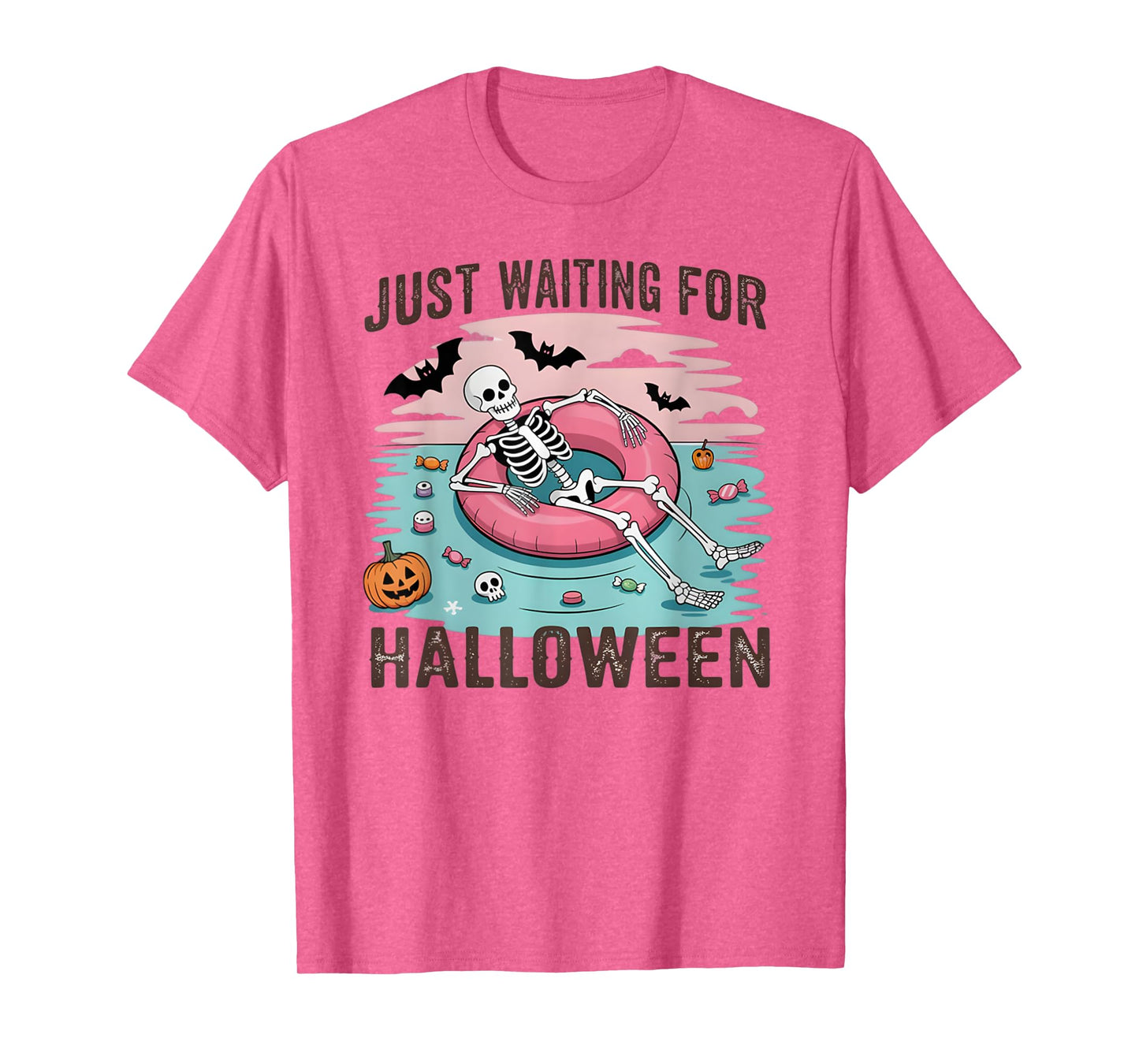 Spooky Summer Skeleton Just Waiting for Halloween Kids Gifts T-Shirt